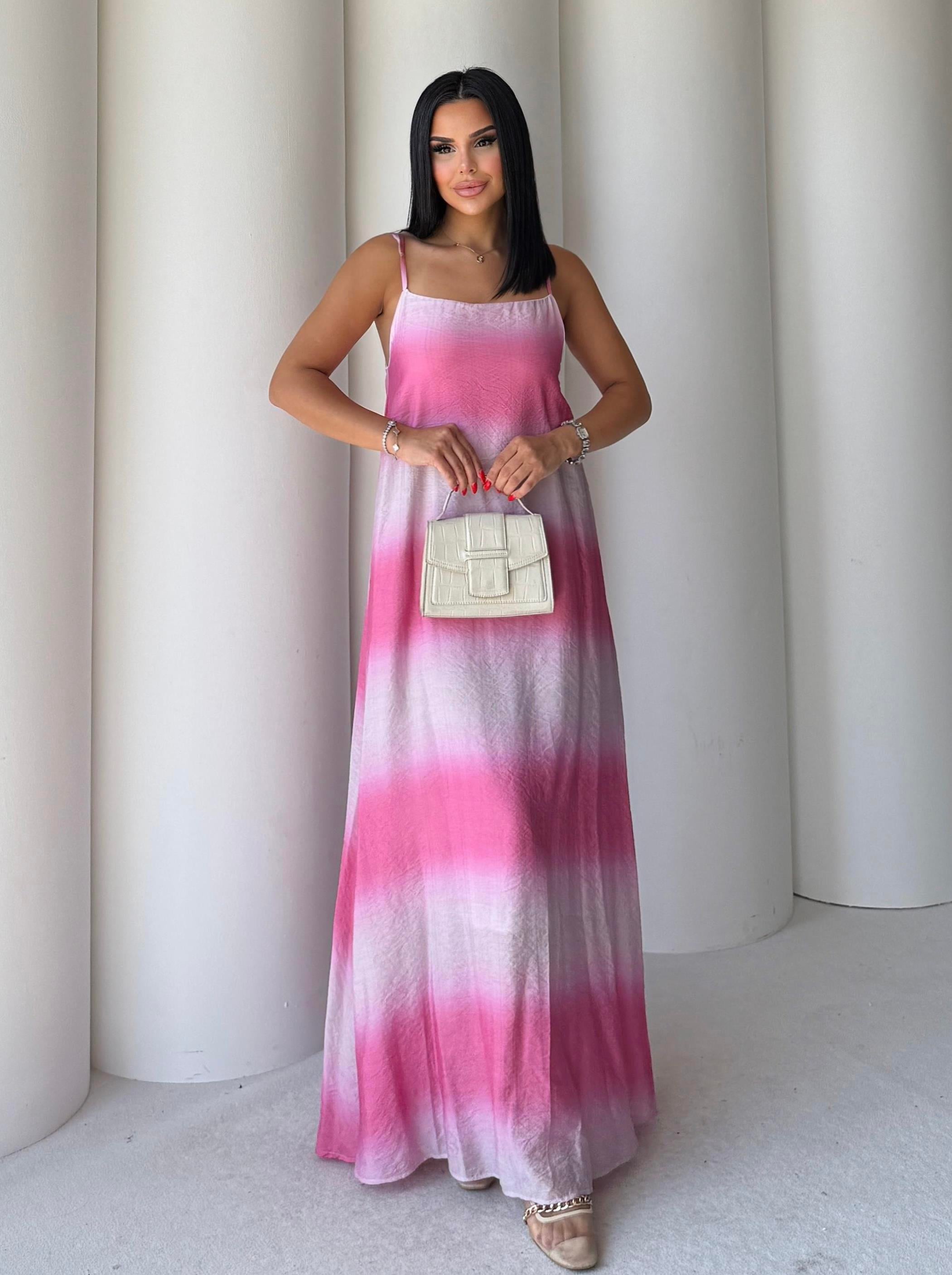 Jecka Uzun Elbise Pembe