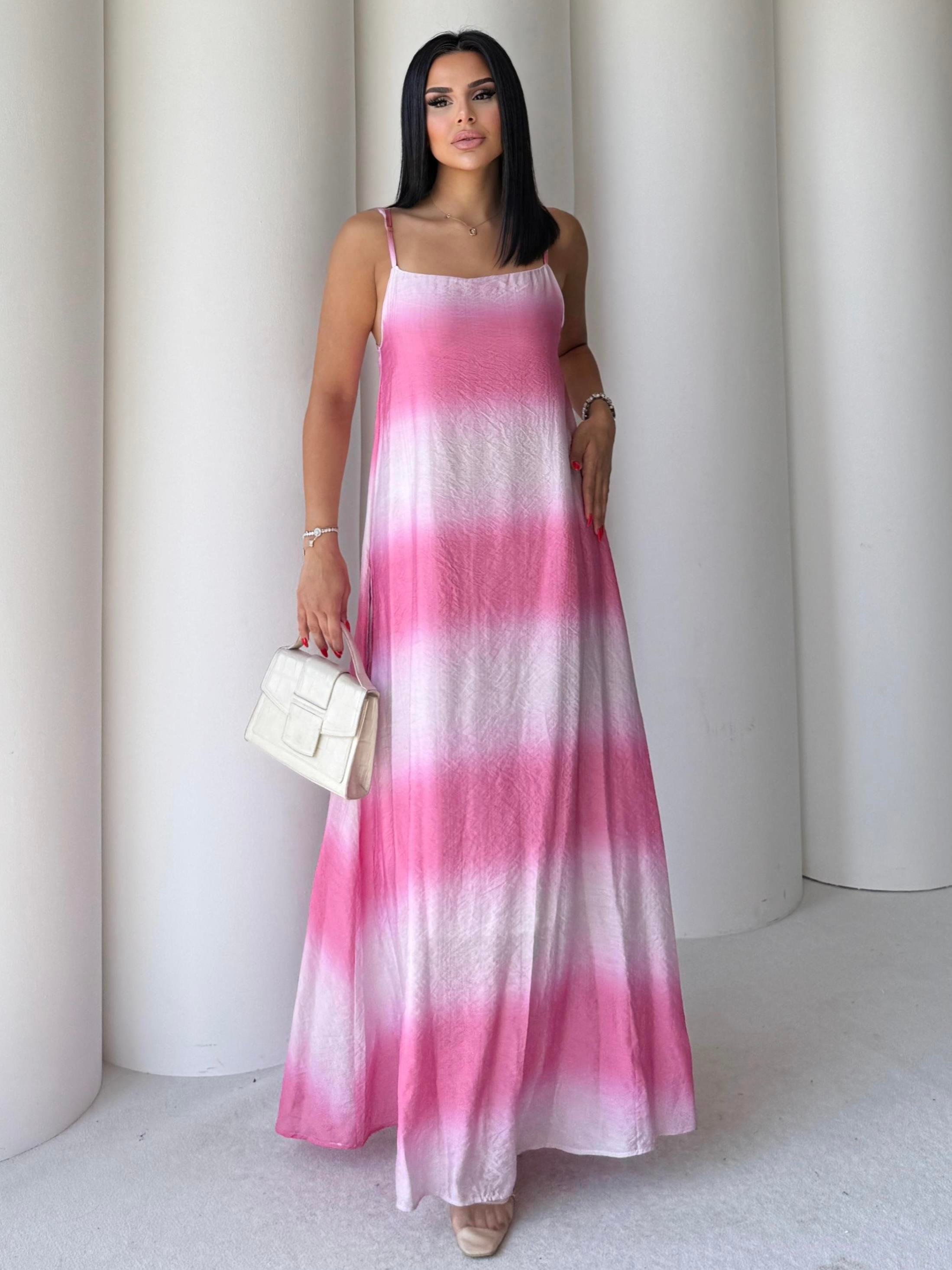 Jecka Uzun Elbise Pembe