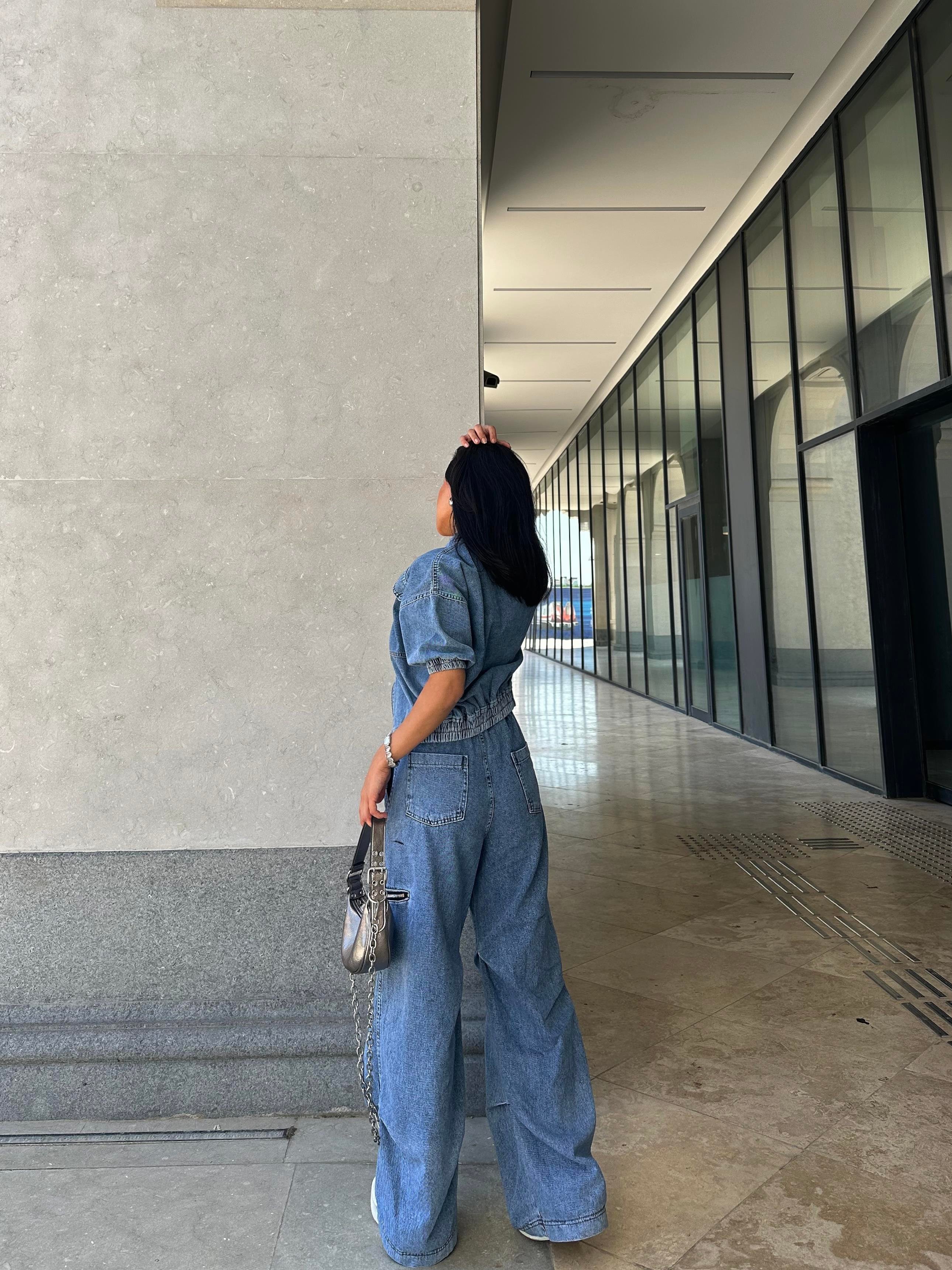 Jersey Denim Takım Mavi 