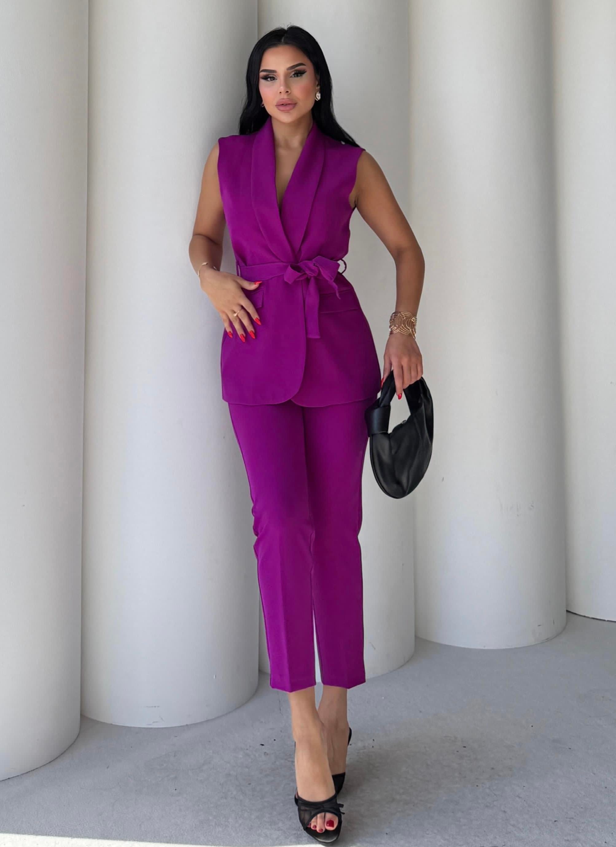 Karolin Yelekli Takım Mürdüm
