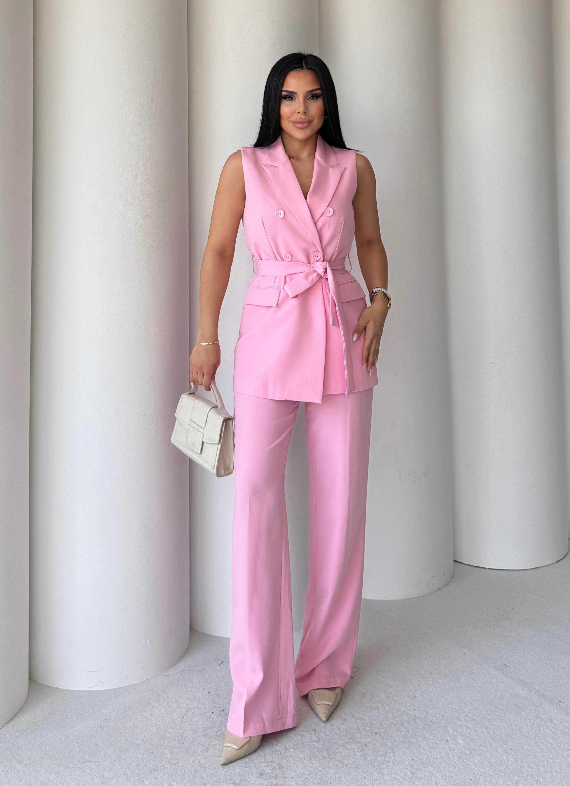 Katy İkili Yelekli Takım Pembe