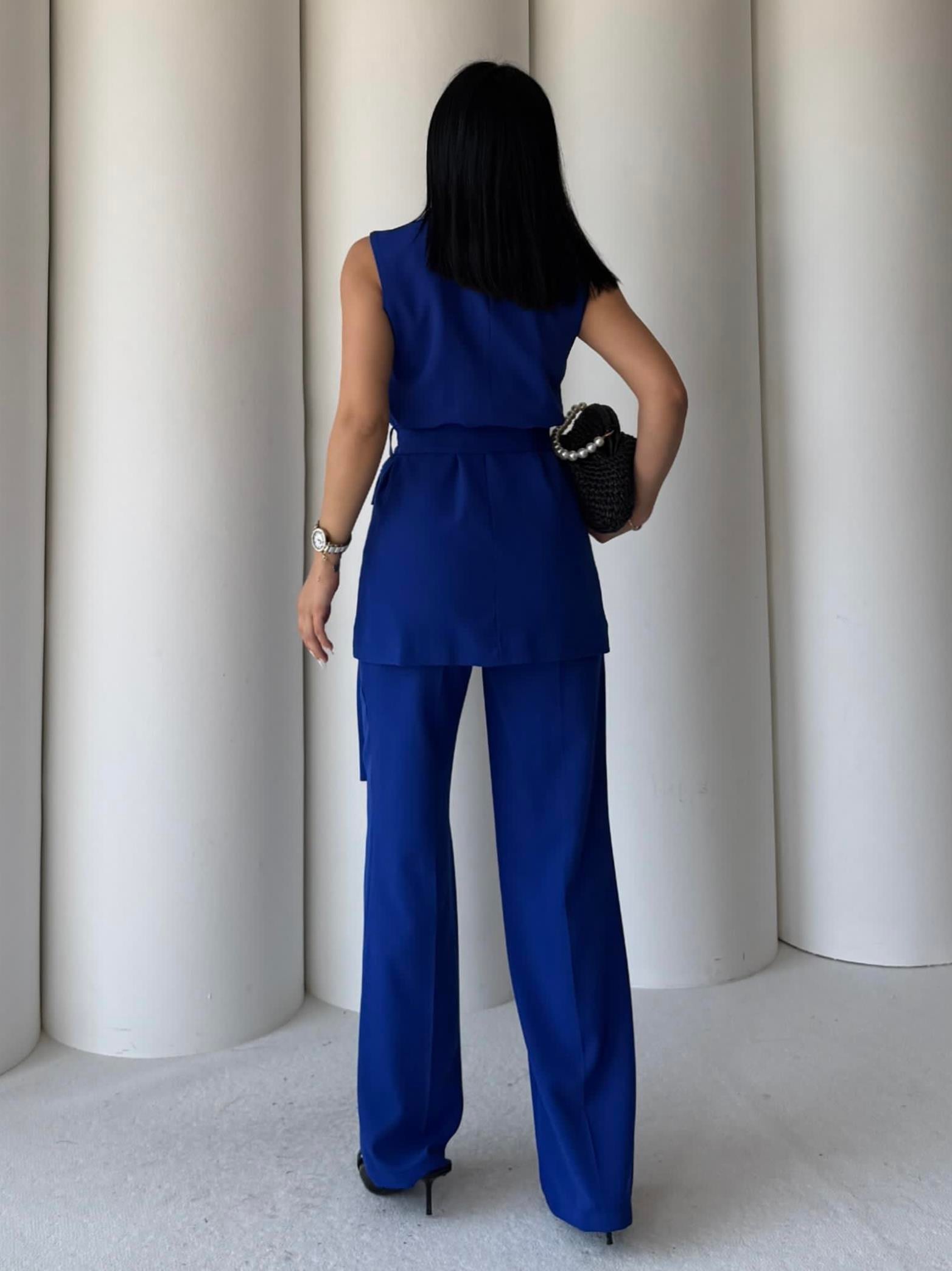 Katy İkili Yelekli Takım Saks Mavisi