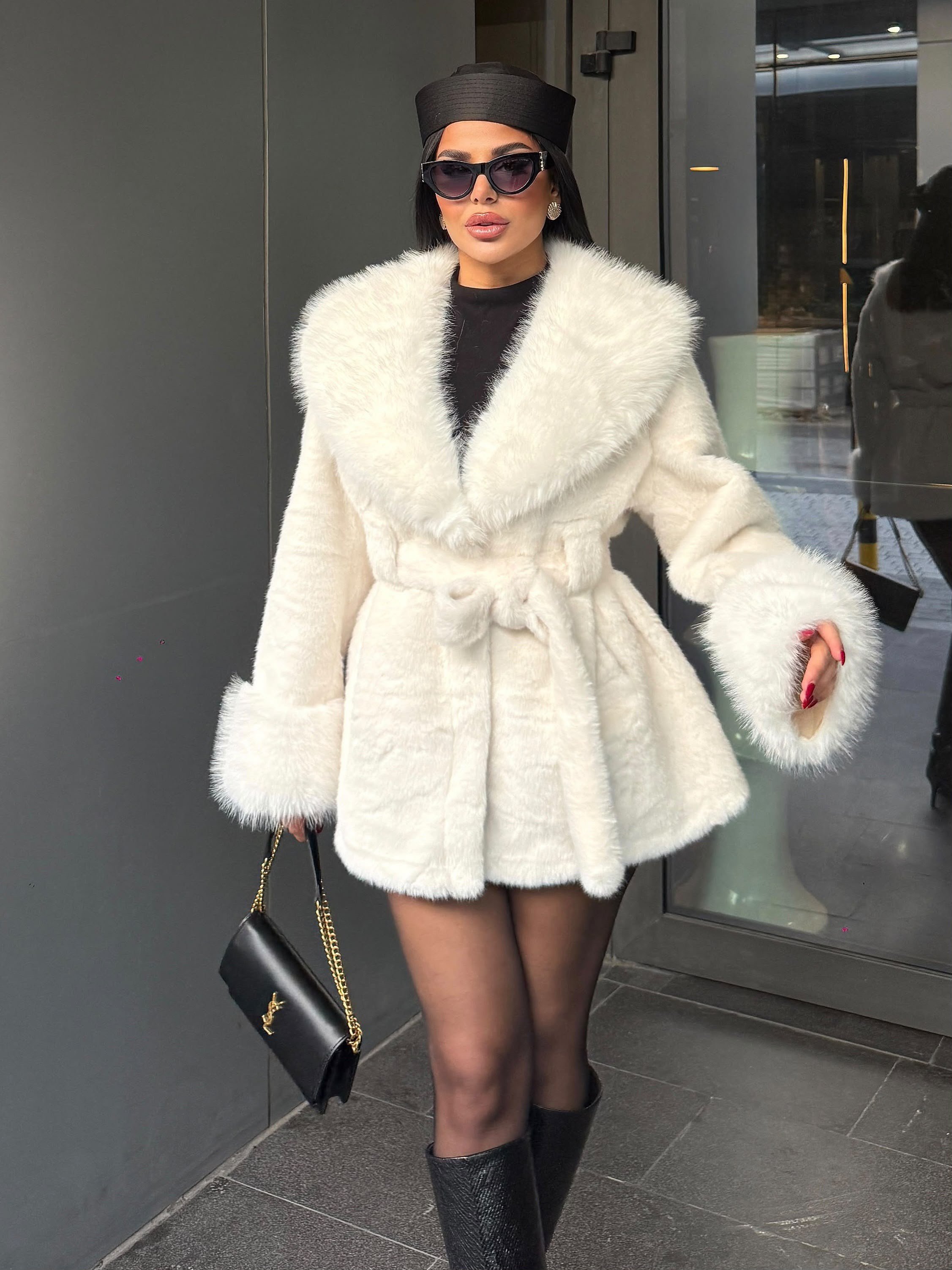 Laty İthal Angora Kürk Kısa Ekru