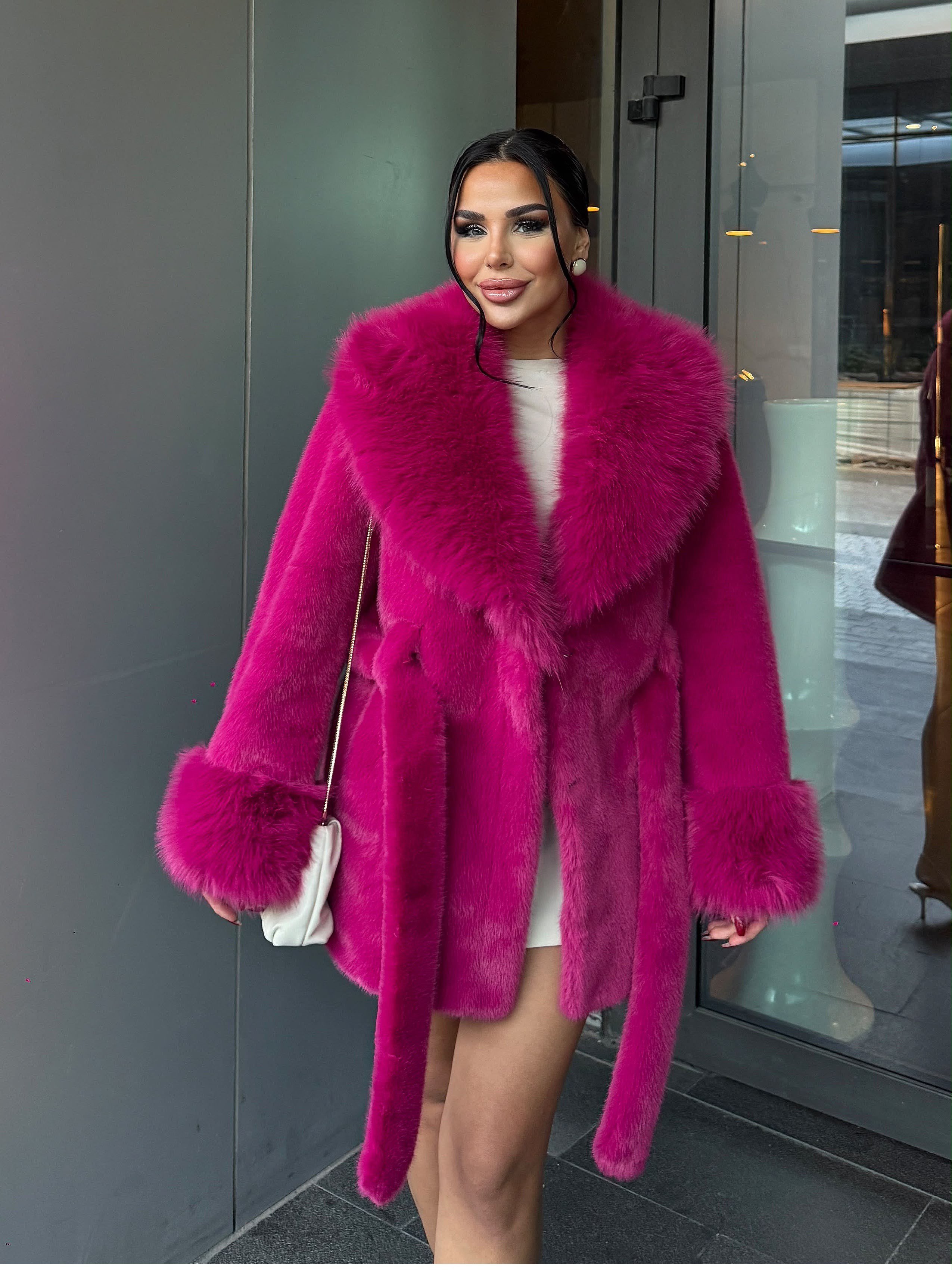 Laty İthal Angora Kürk Kısa Fuşya