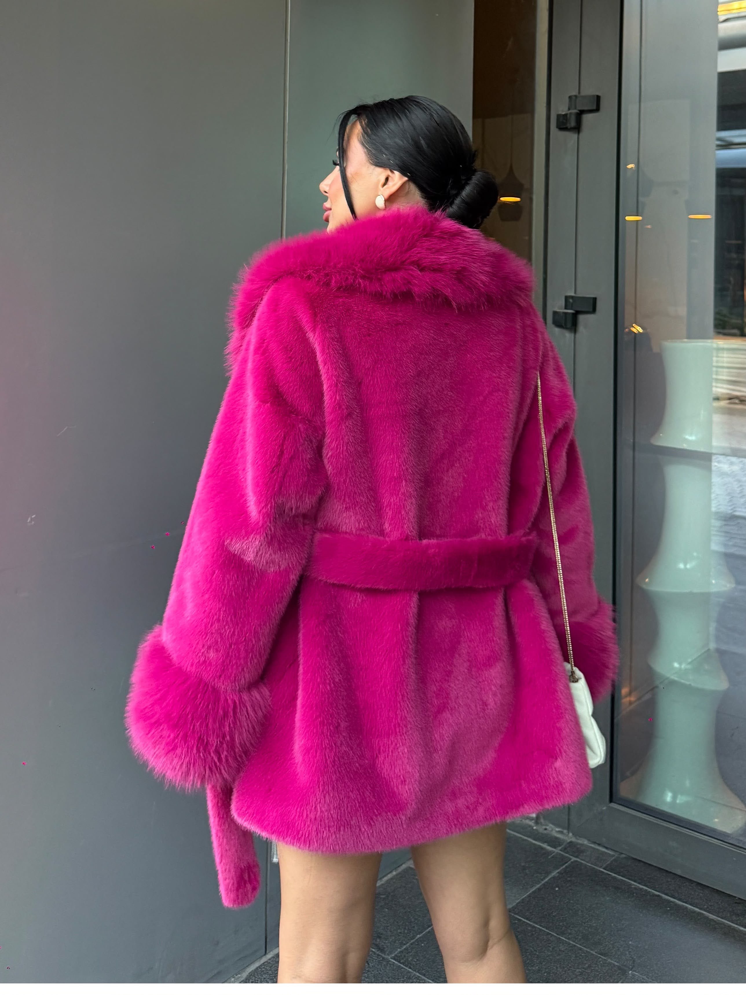 Laty İthal Angora Kürk Kısa Fuşya