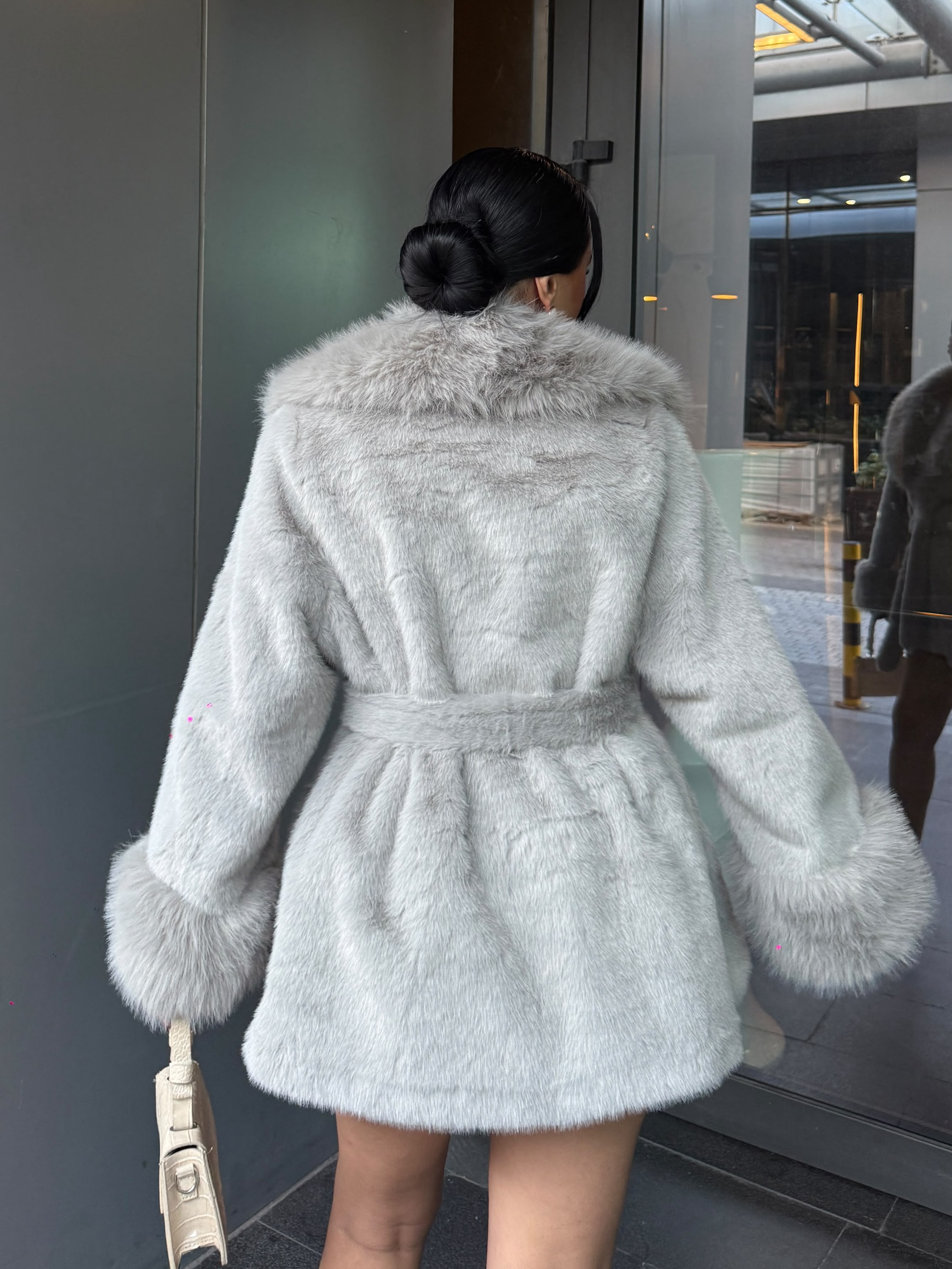 Laty İthal Angora Kürk Kısa Gri