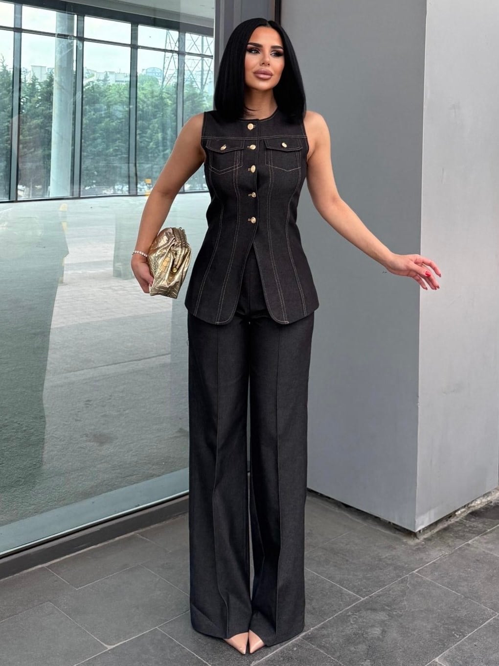 Lera Denim Takım Siyah