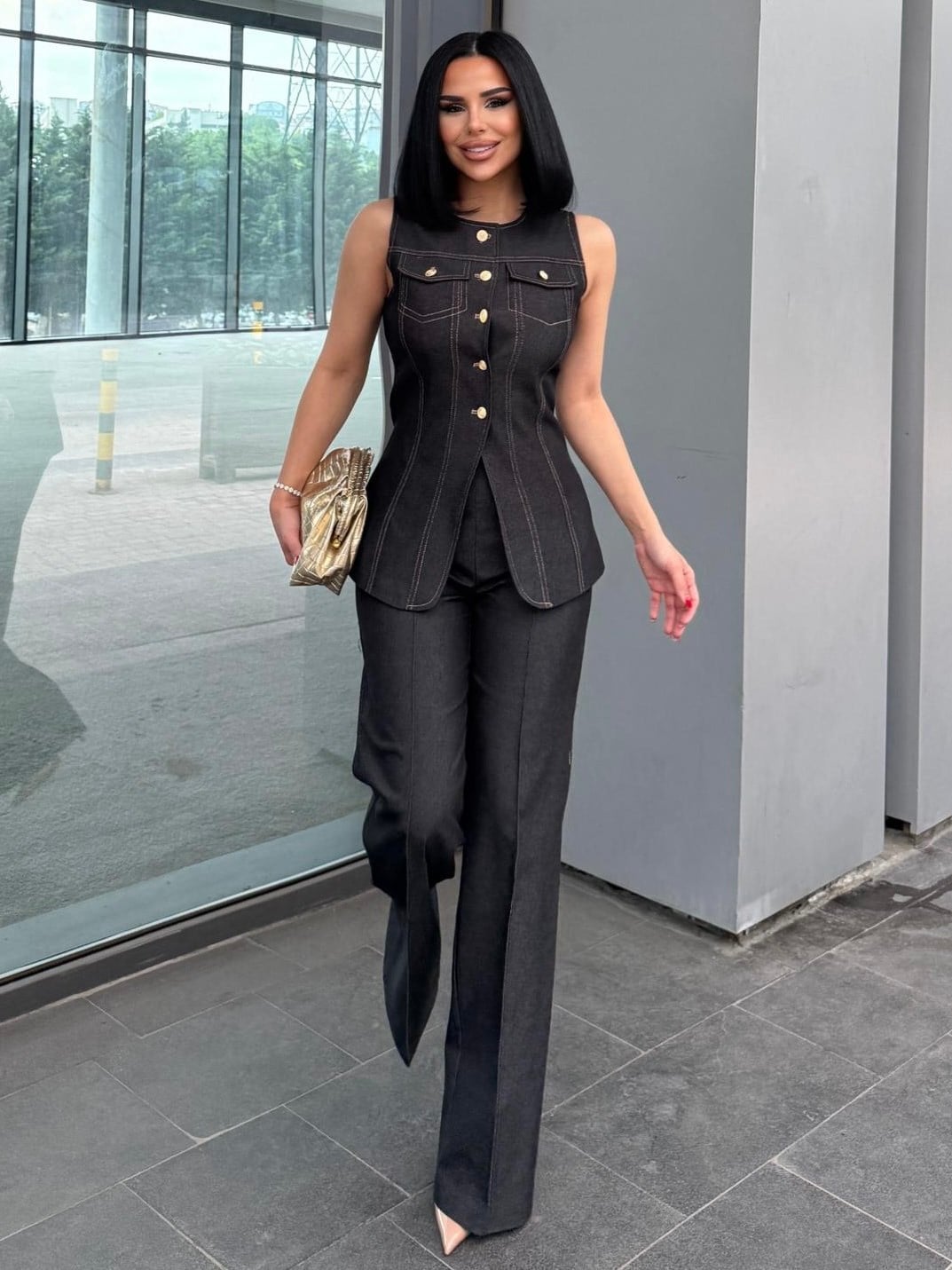 Lera Denim Takım Siyah