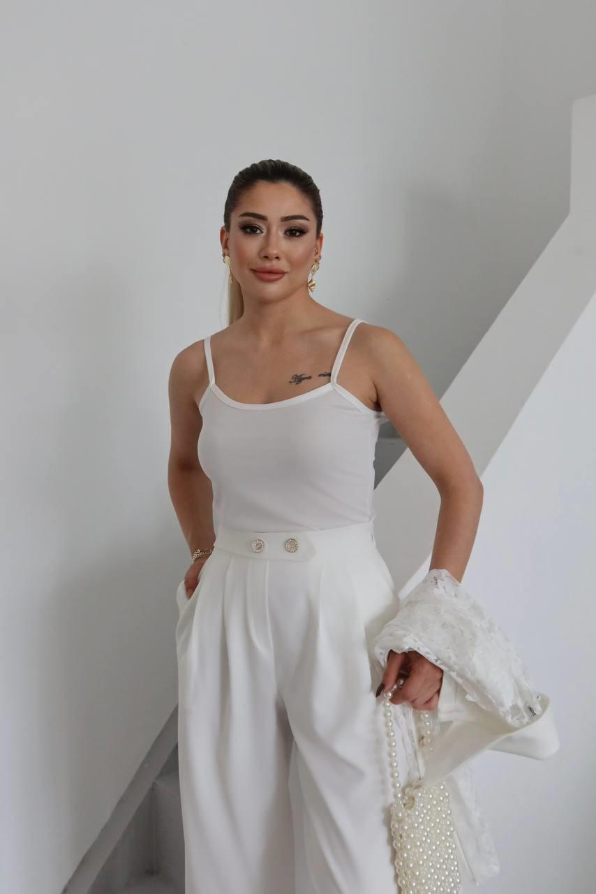 Lewon Gömlek Detaylı Takım Beyaz