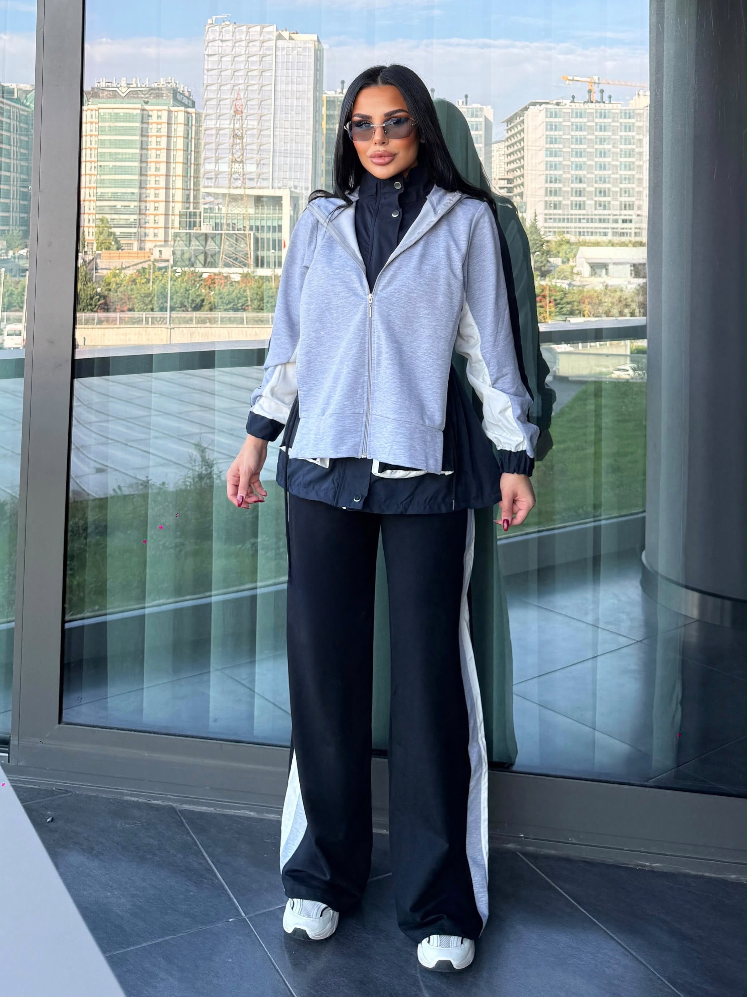 Lica Paraşüt Detaylı Spor Takım Gri