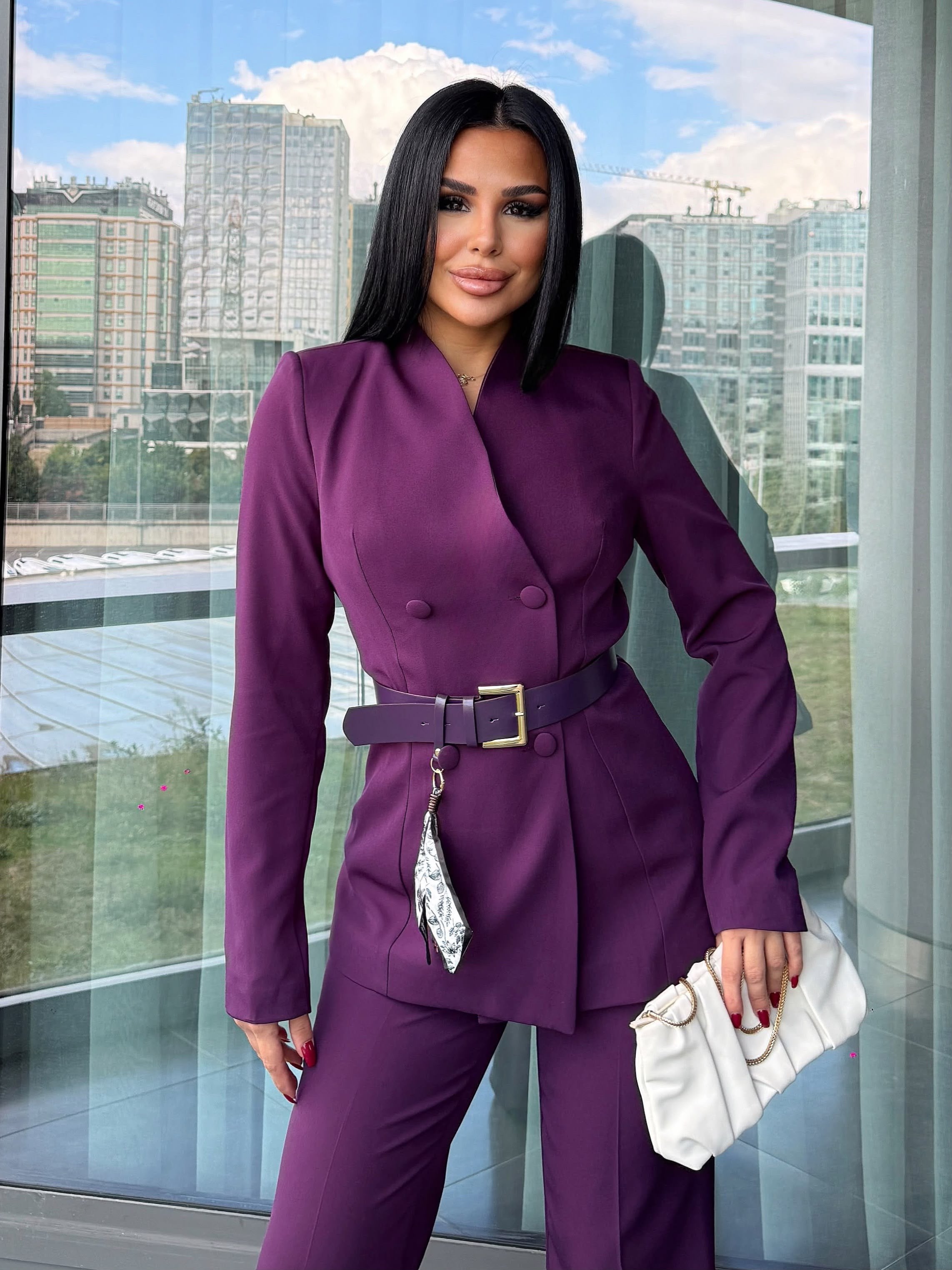 Livs Kemer Detaylı Takım Mor
