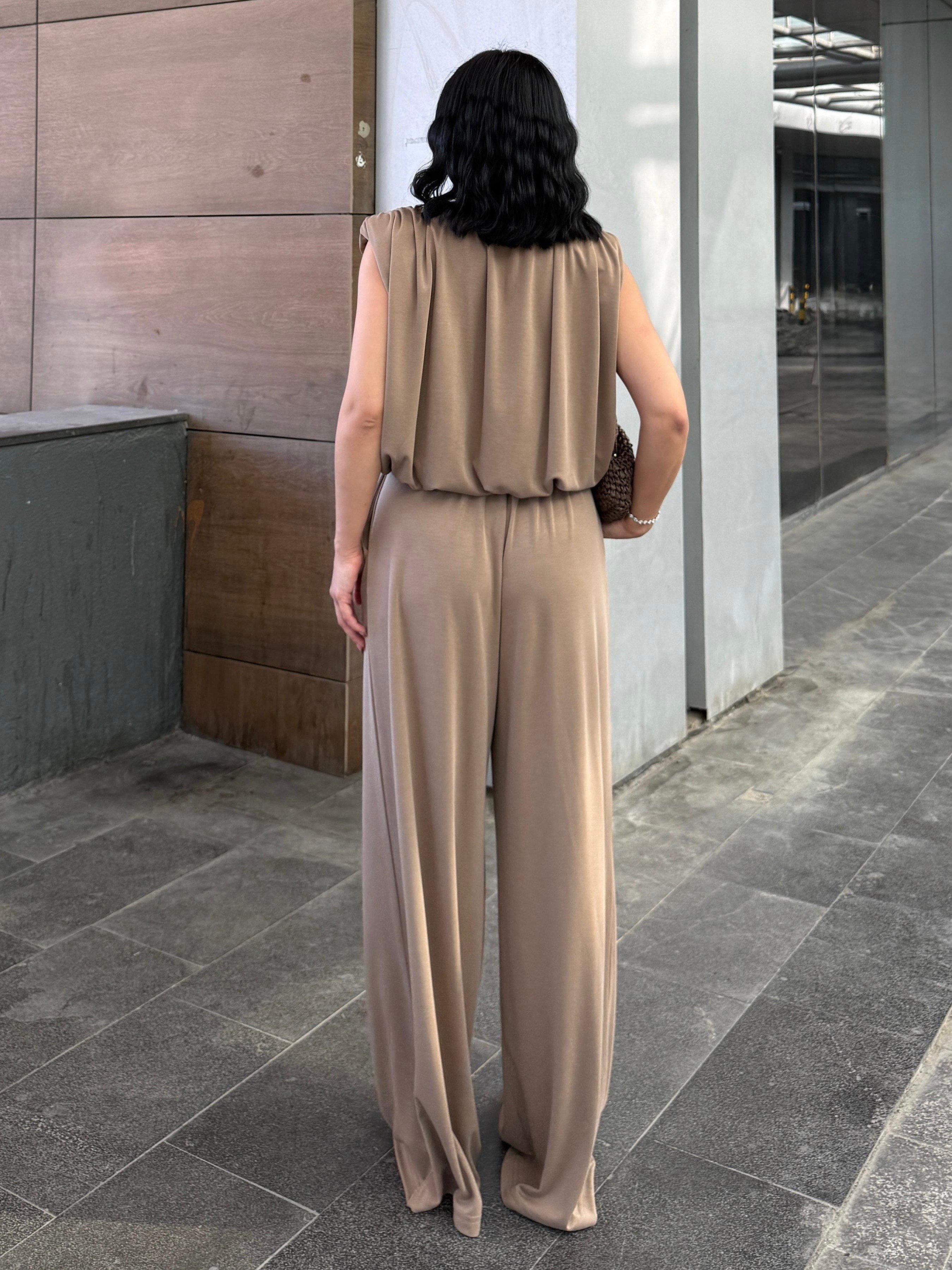 Lorsa Gold Düğme Detaylı Takım Bej