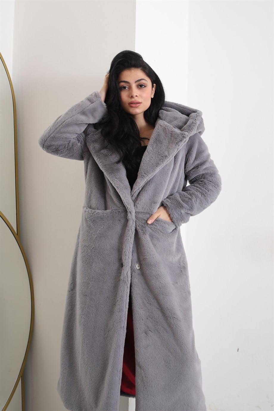 Lova Peluş Kaban Gri