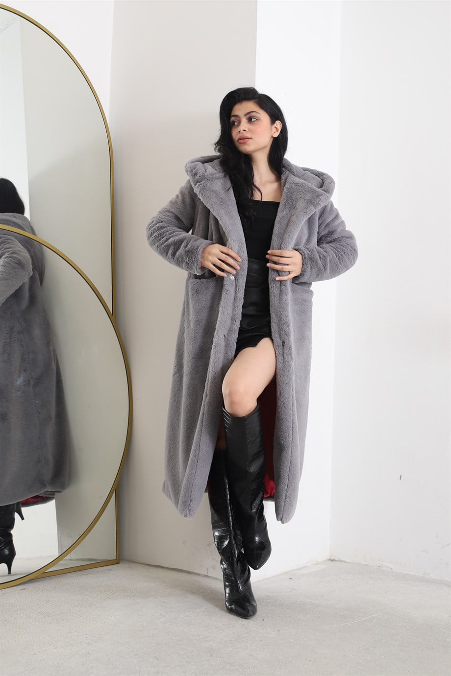Lova Peluş Kaban Gri