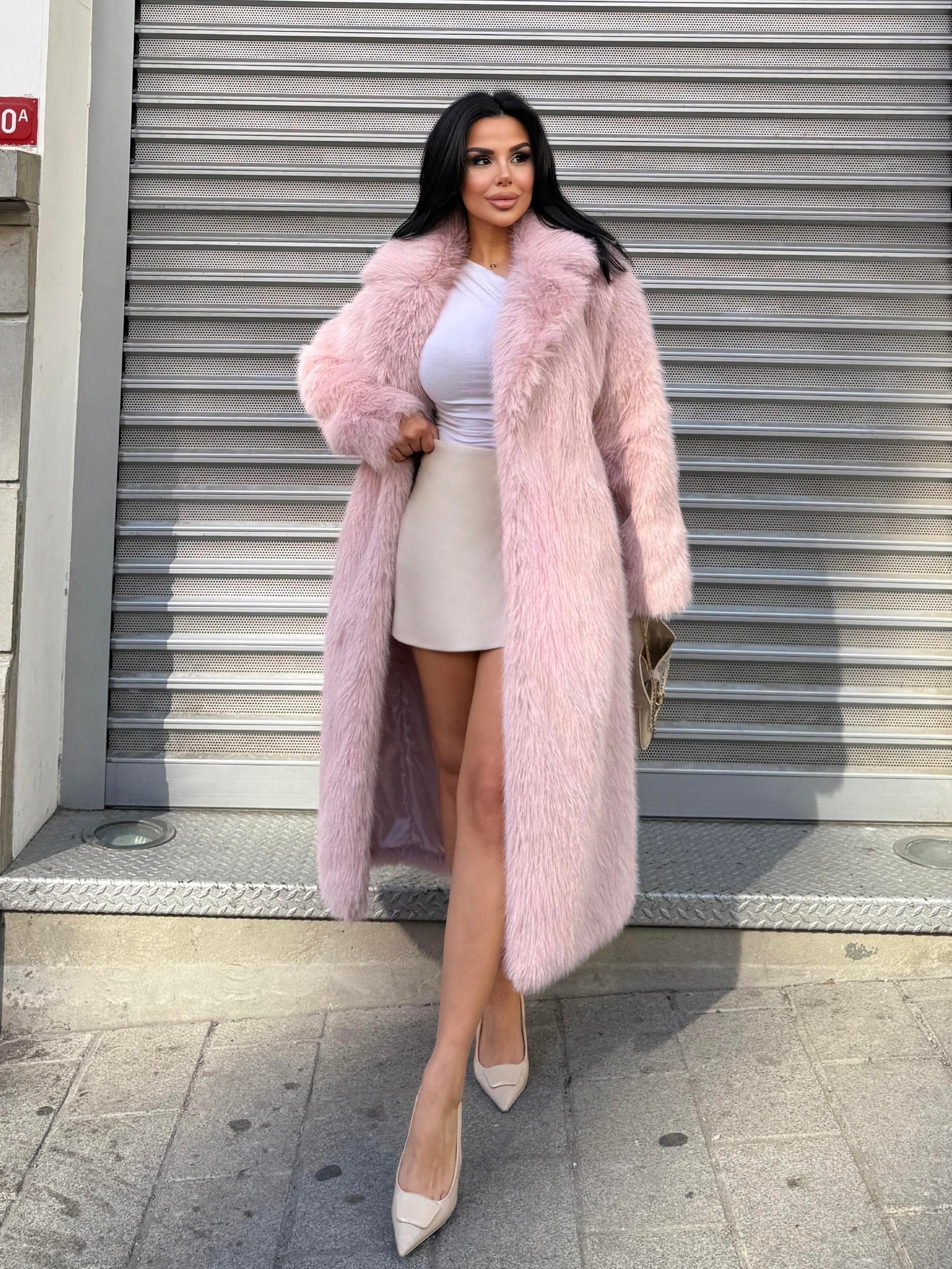 Lyon Kürk Kaban Pembe 
