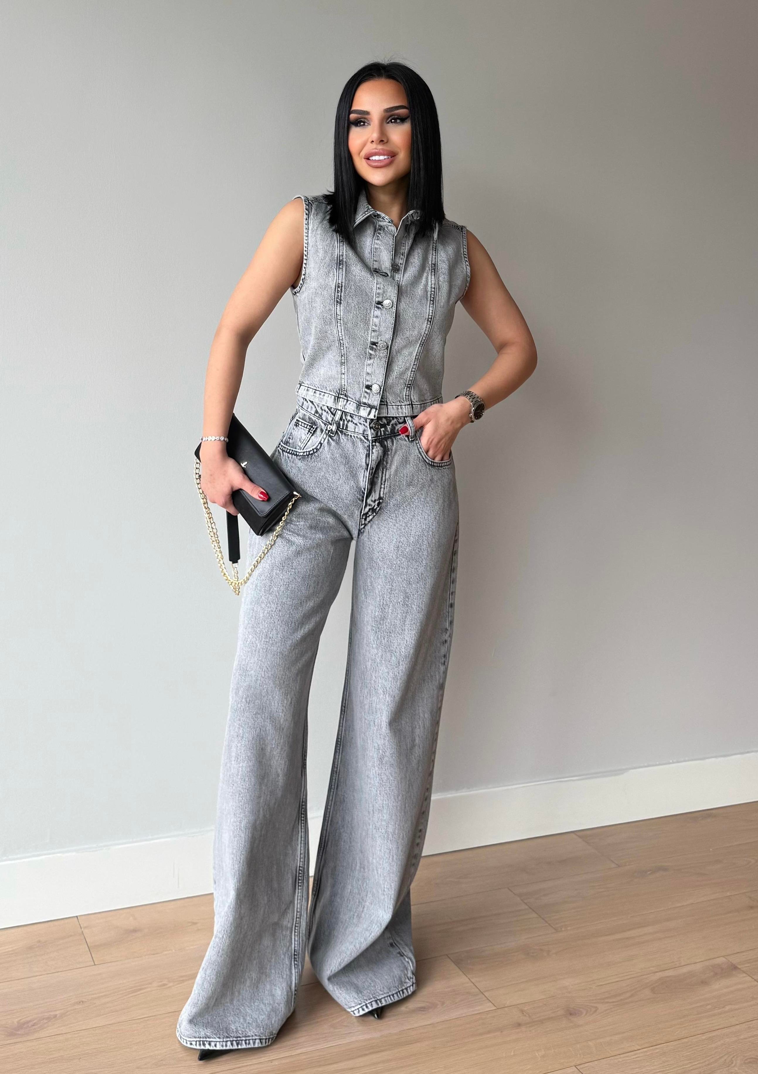 Madris İkili Denim Takım Gri