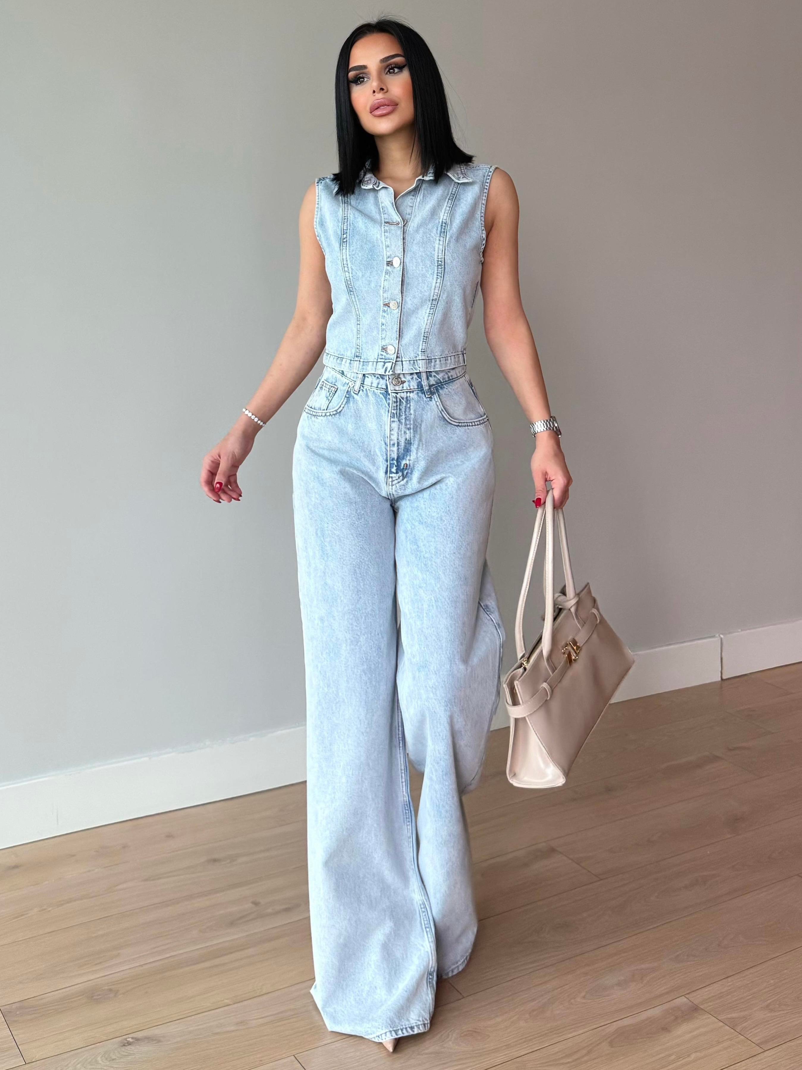 Madris İkili Denim Takım Mavi