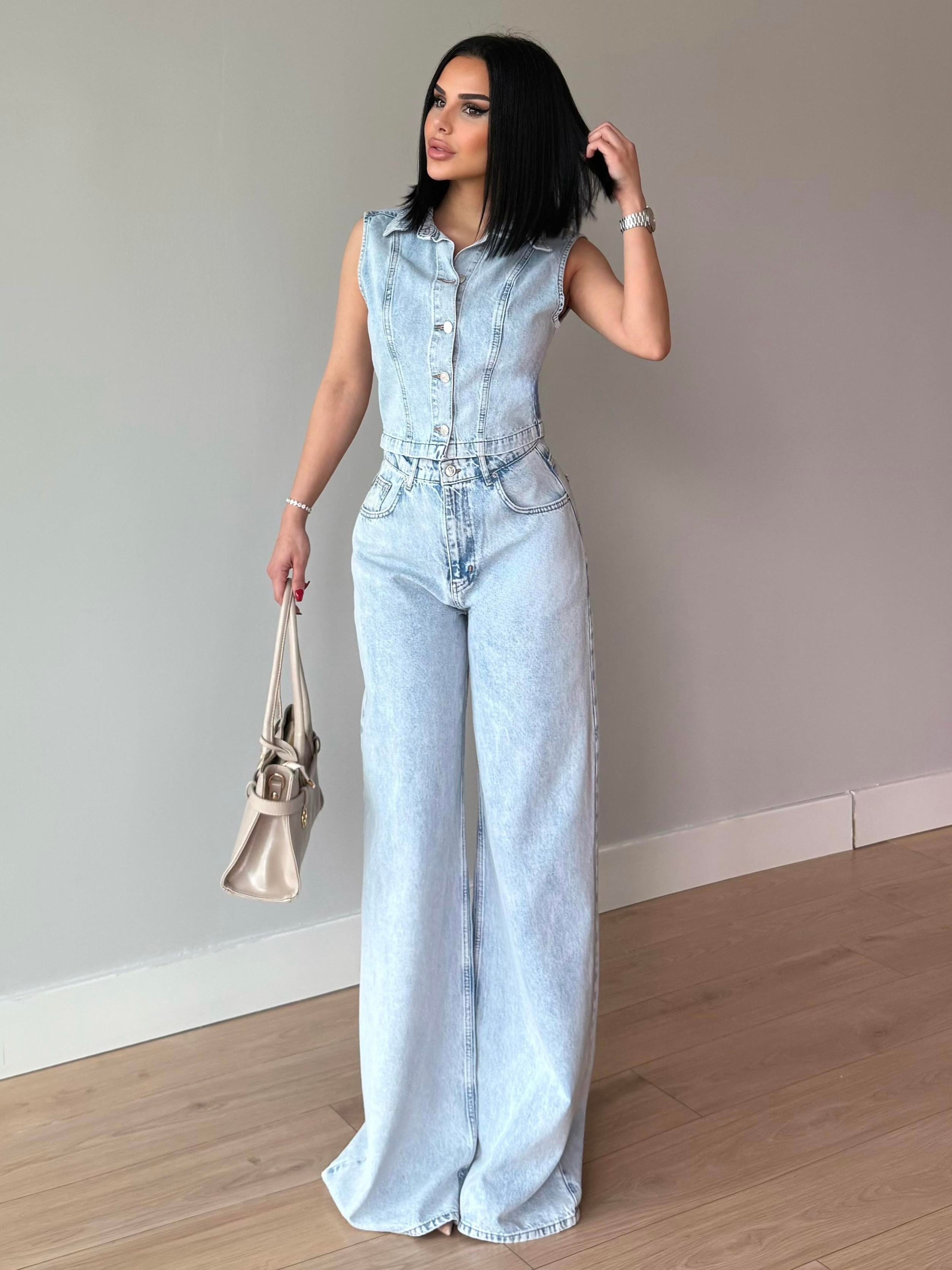 Madris İkili Denim Takım Mavi
