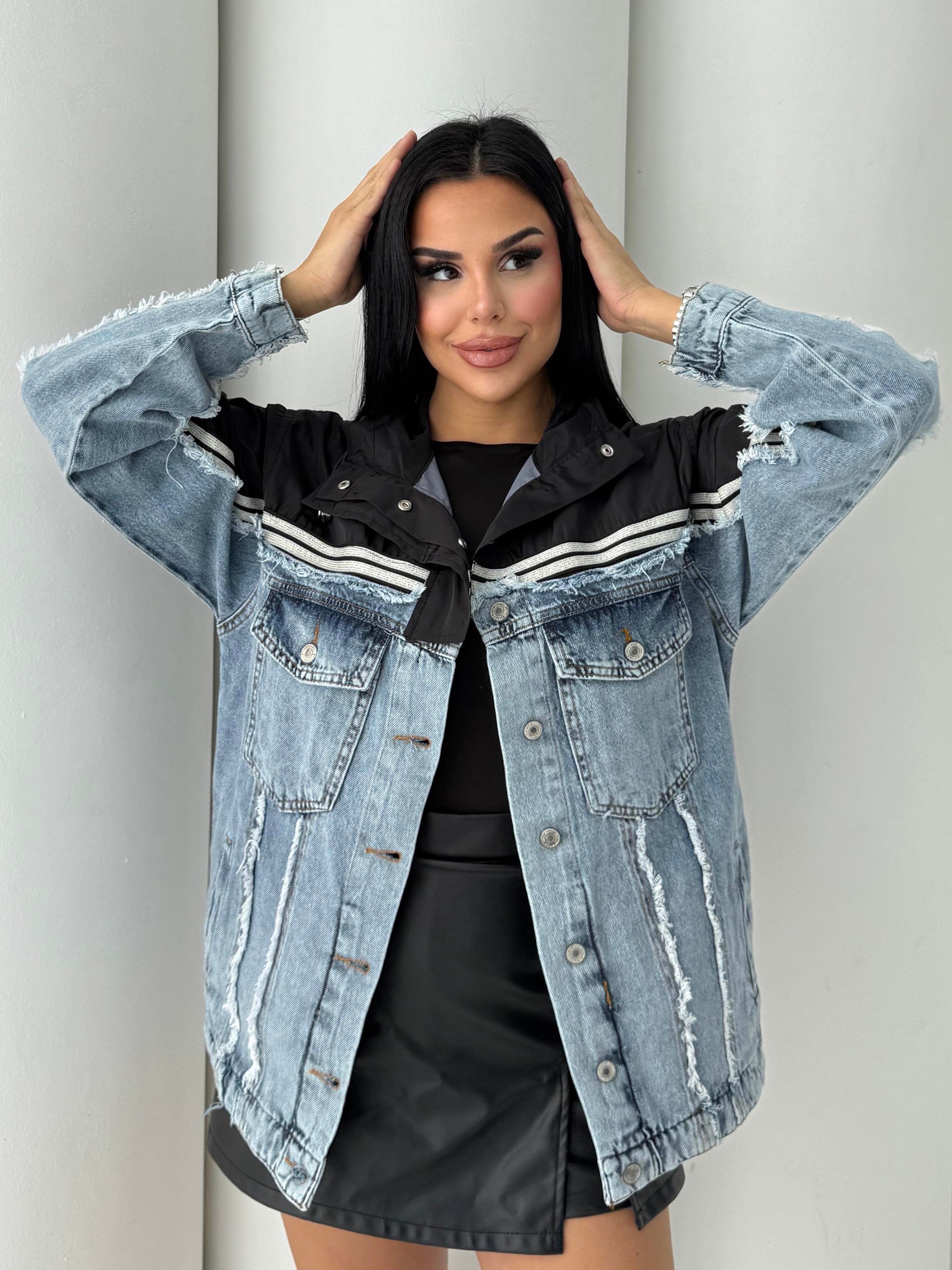 Malt Paraşüt Detaylı Denim Ceket Siyah