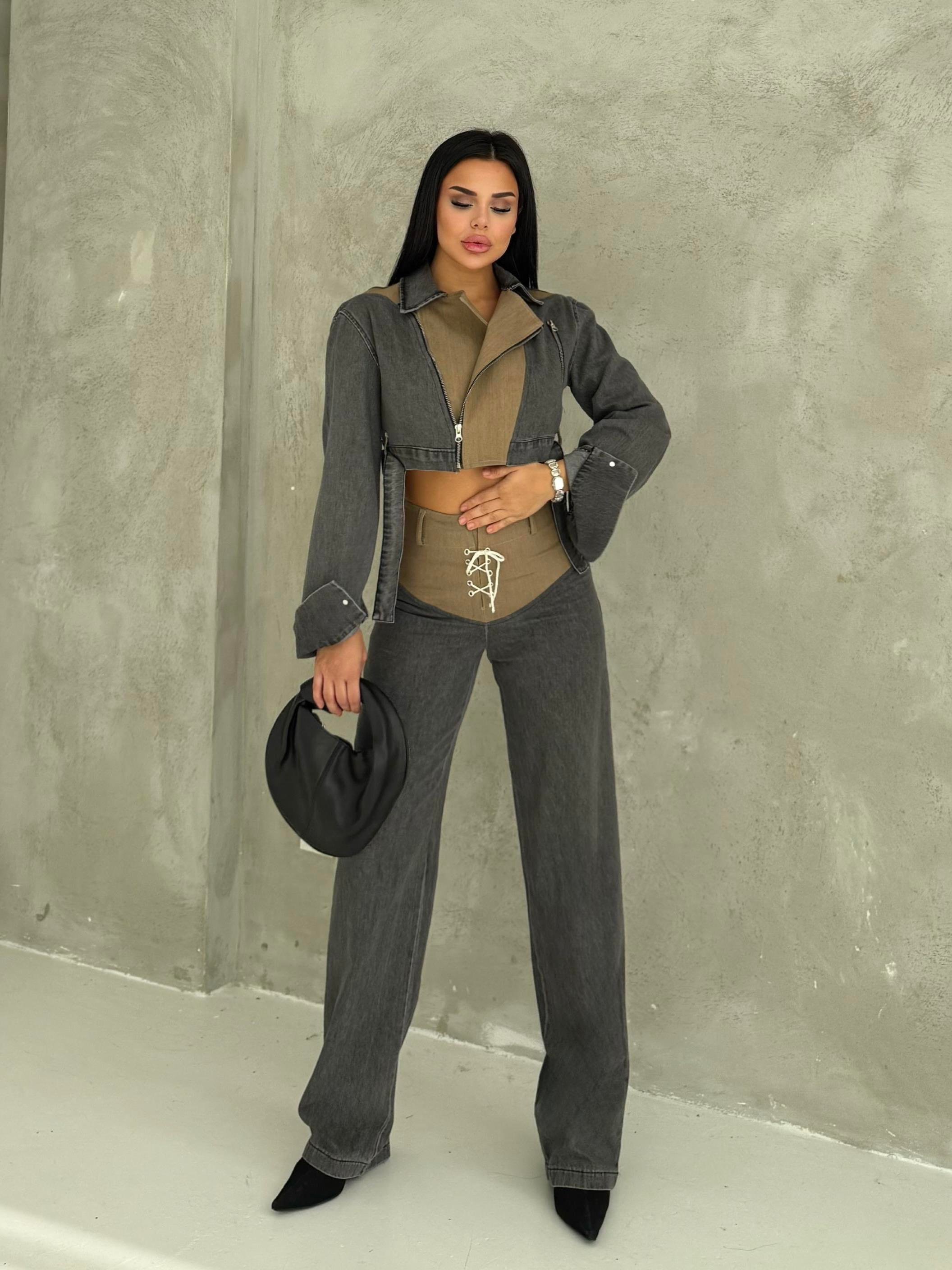 Mix Tasarım Denim Takım Gri