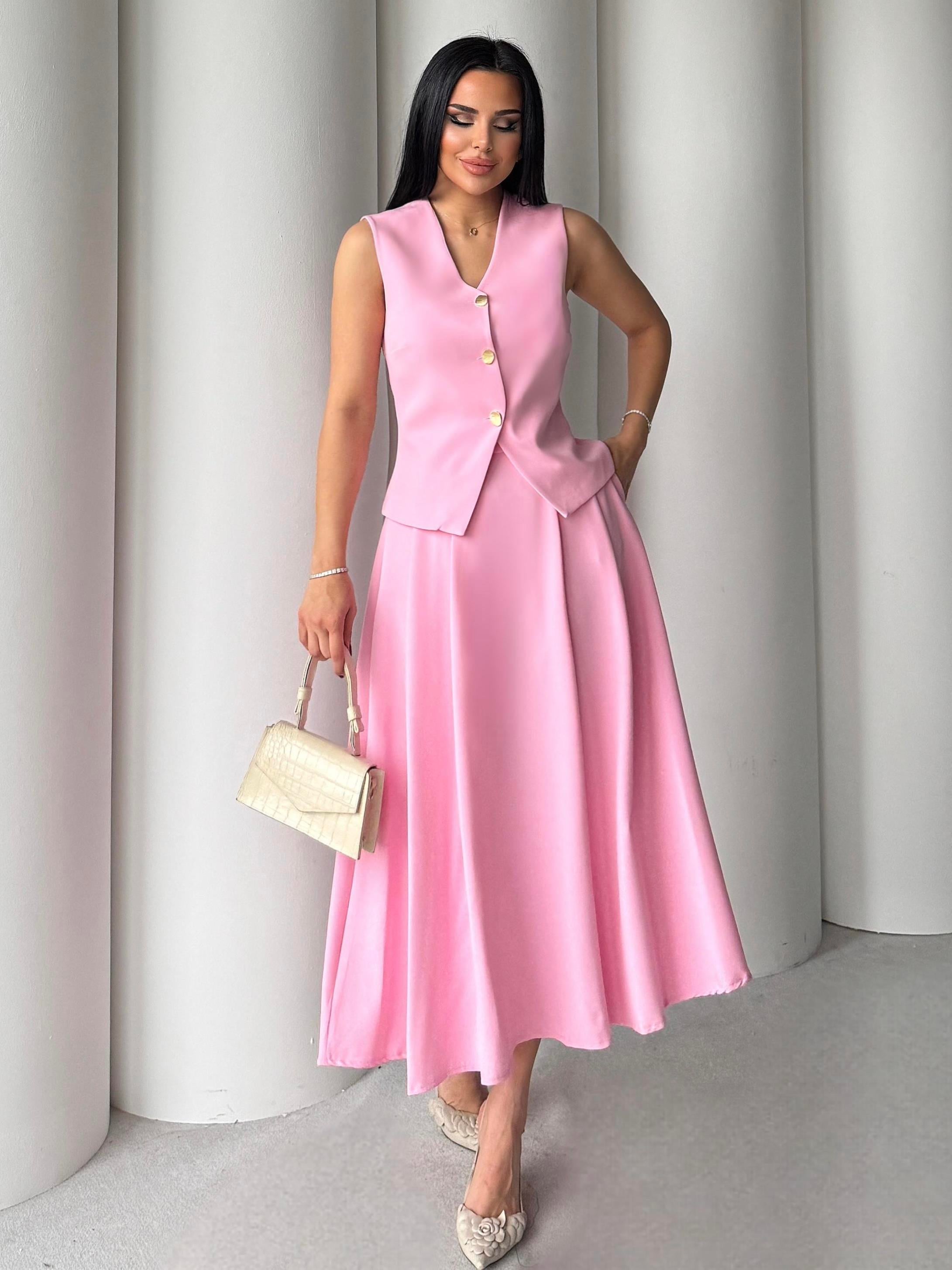 Nadia Yelek Etekli Takım Pembe