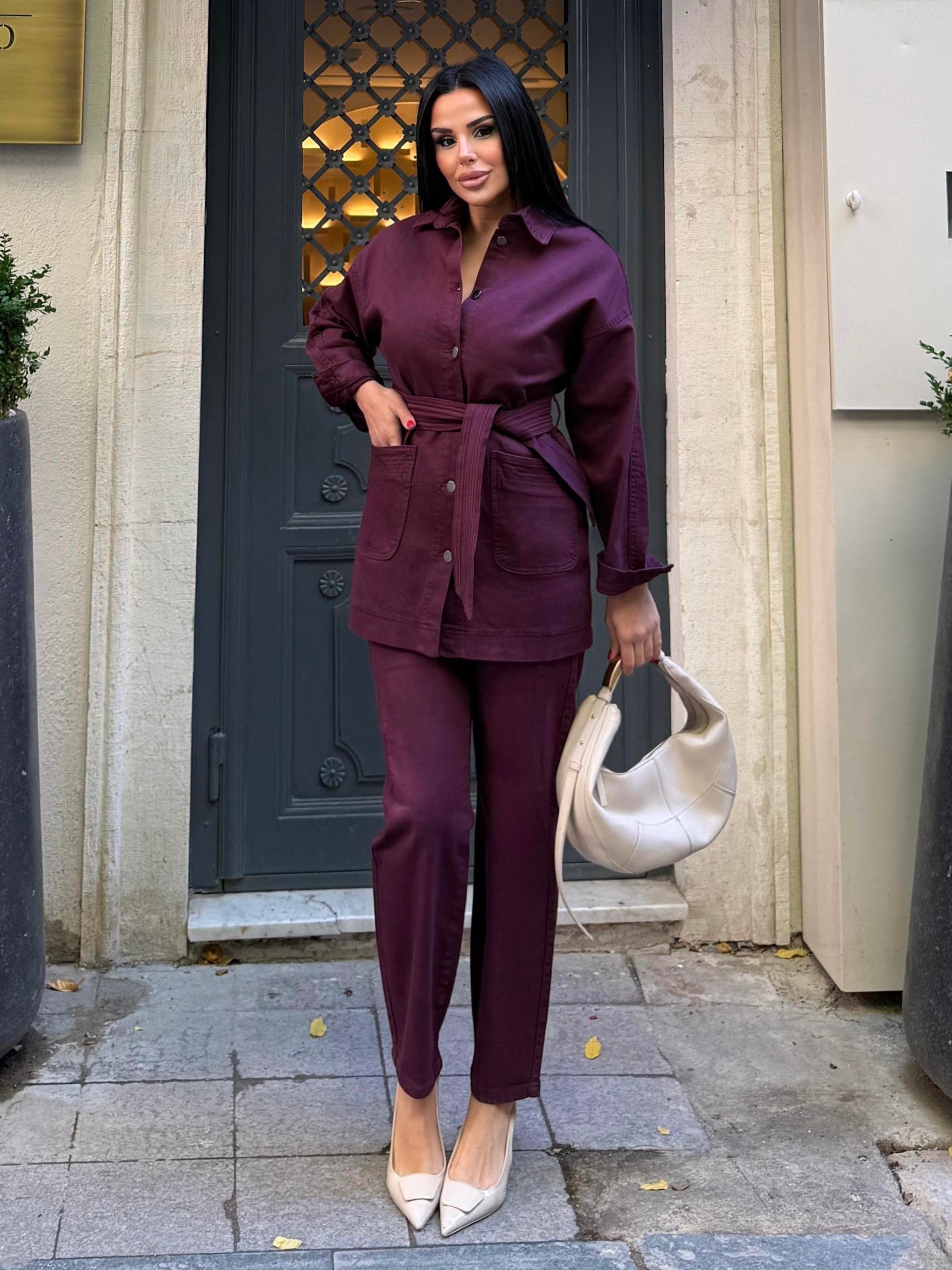 Oligas Denim Takım Bordo
