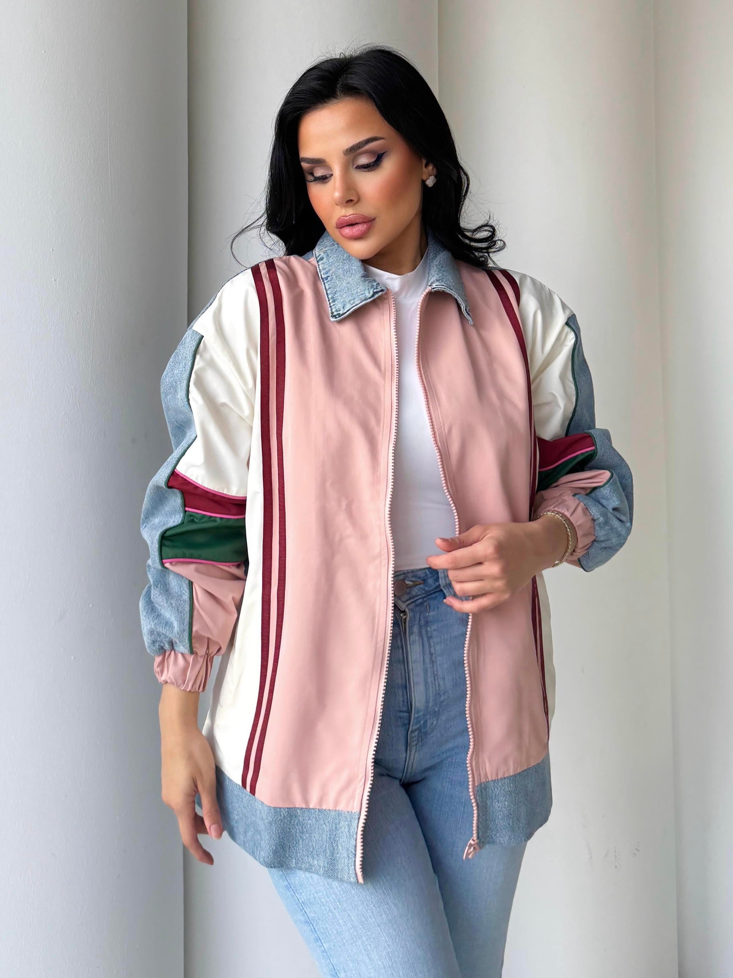 Paser Paraşüt Detaylı Denim Ceket Pudra