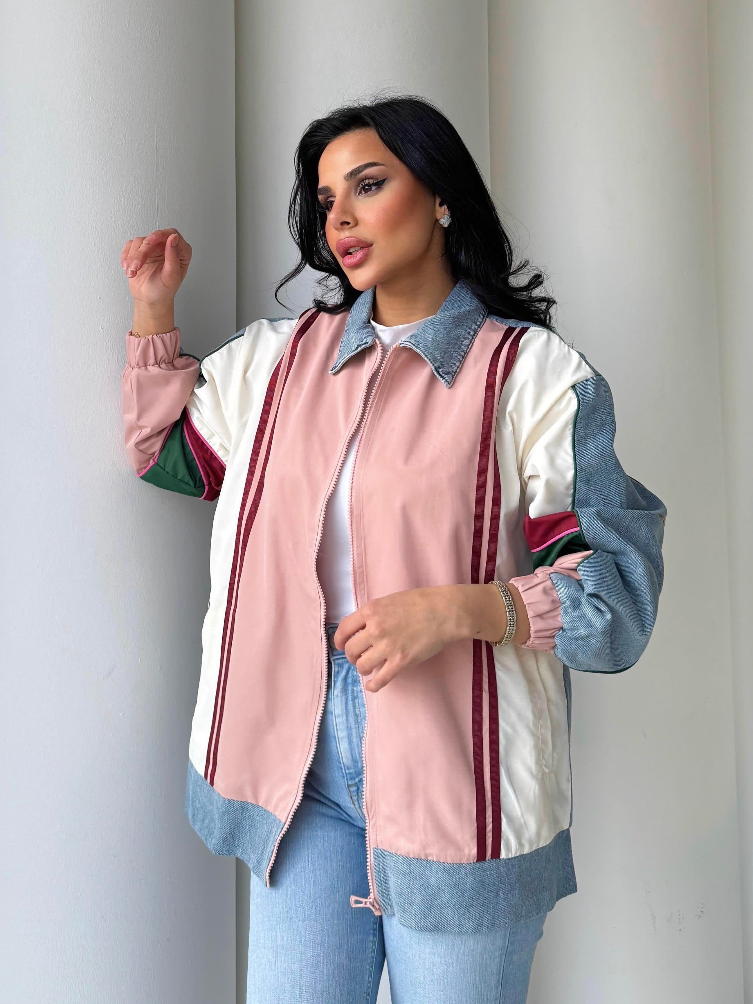 Paser Paraşüt Detaylı Denim Ceket Pudra
