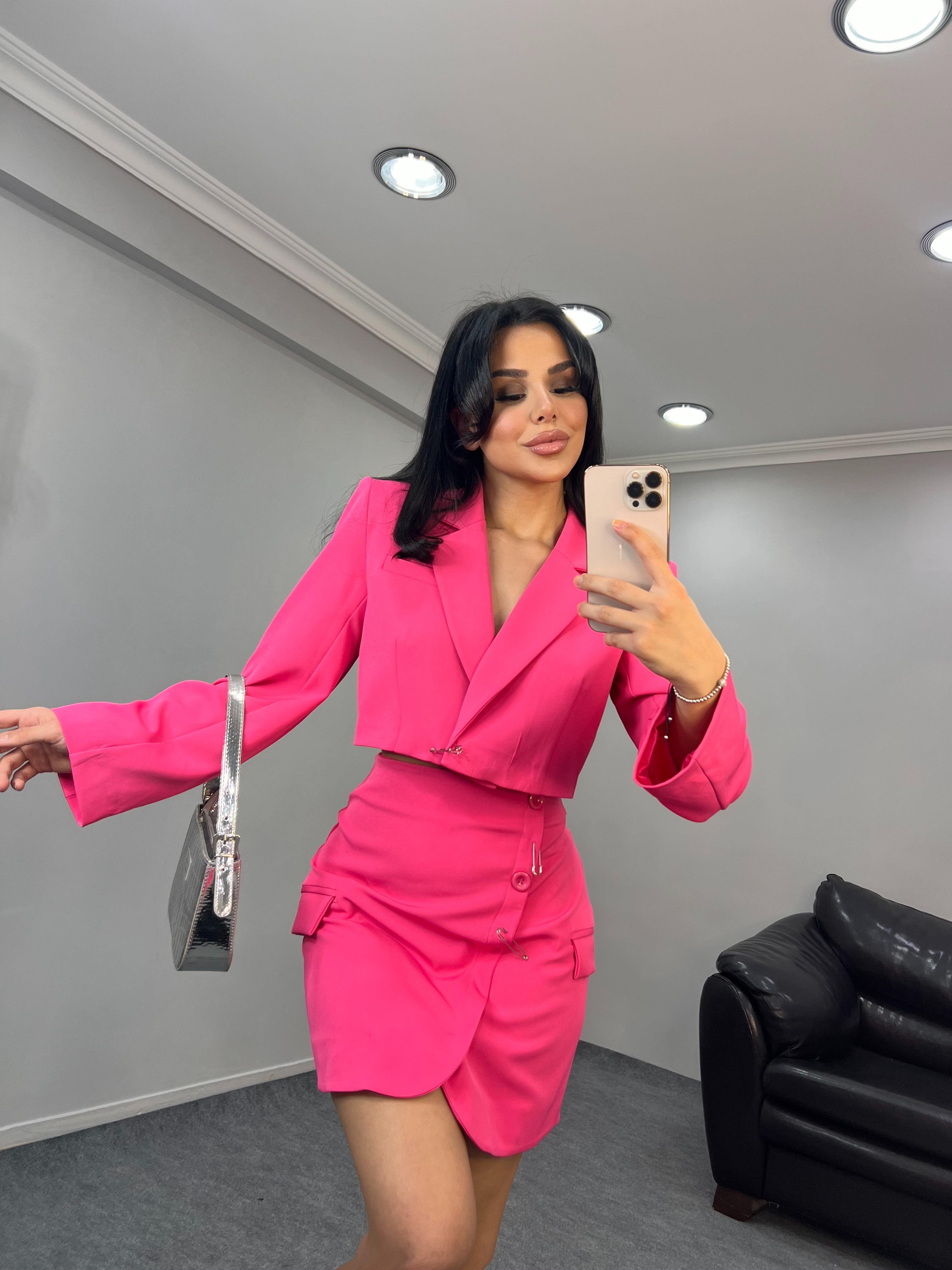 Pink İkili Etekli Takım
