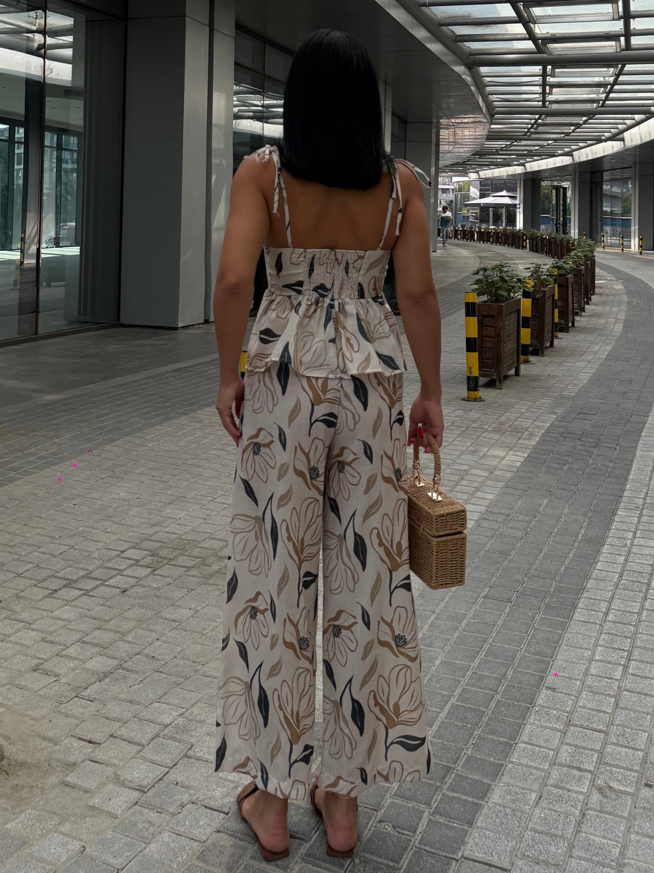 Polina Desenli Takım Bej