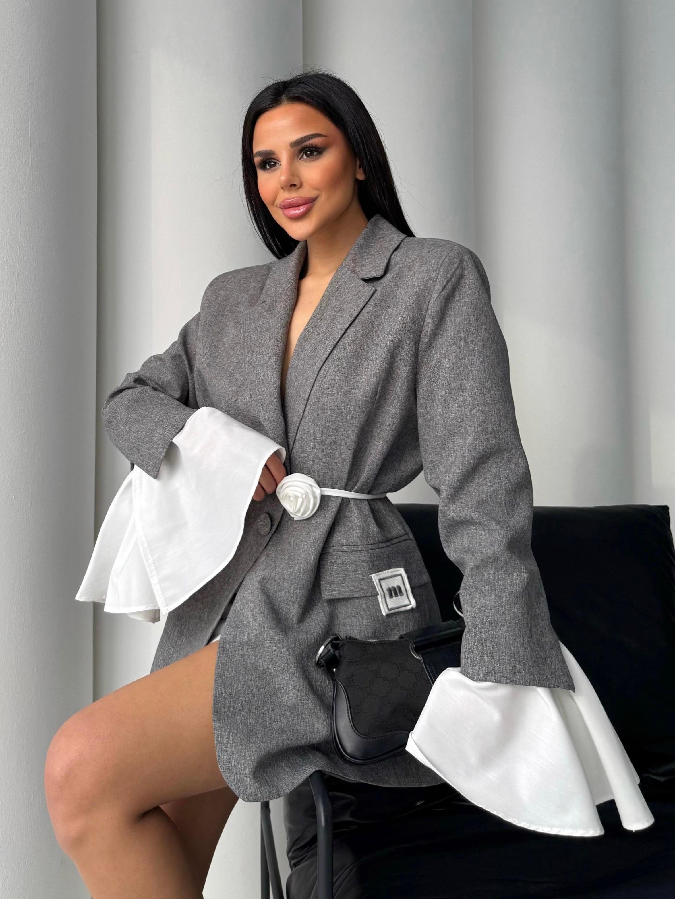 Poly Gül Kemer Detaylı Blazer Ceket  Antrasit
