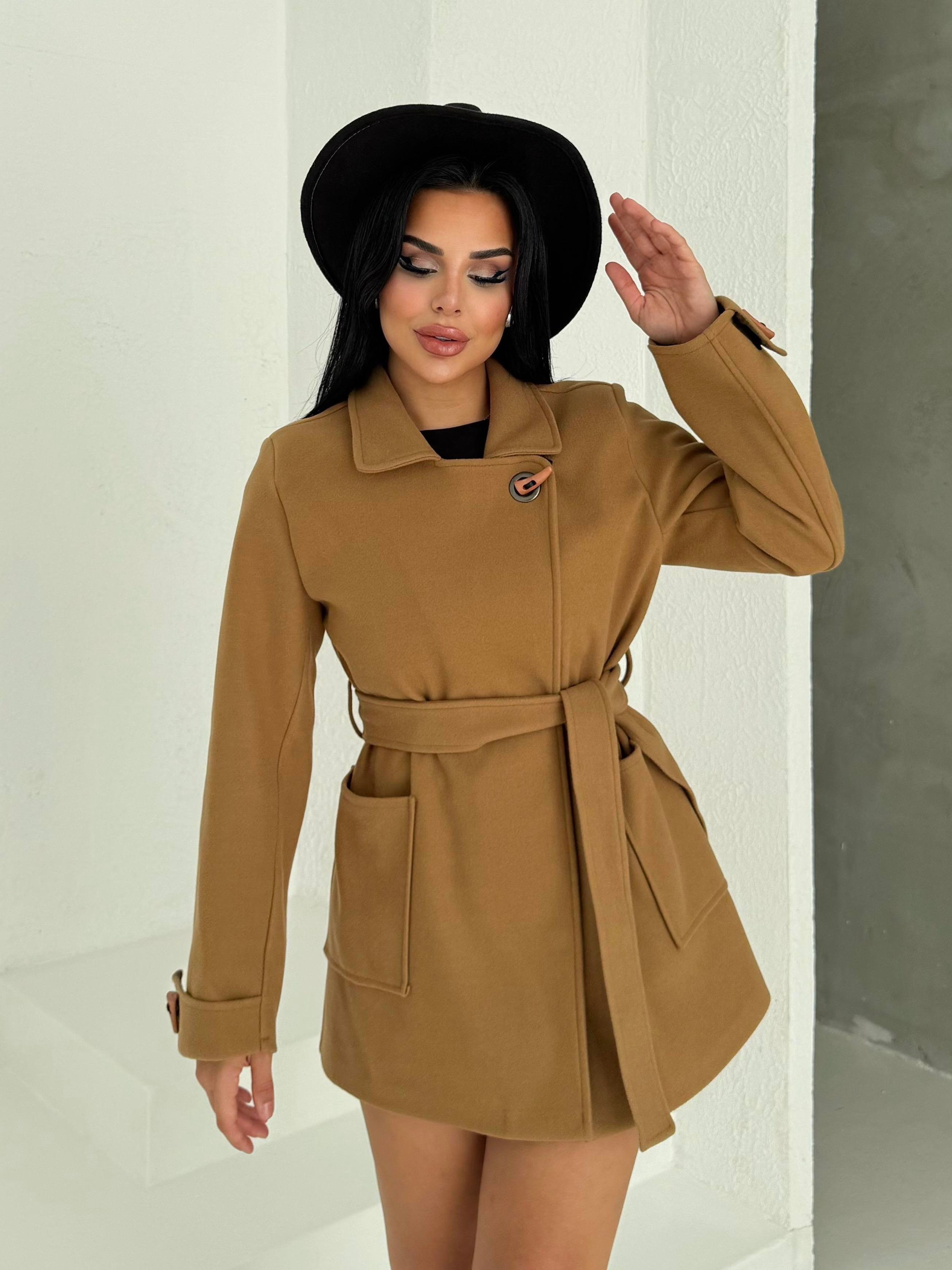 Polya Düğme Detaylı Kaban Camel