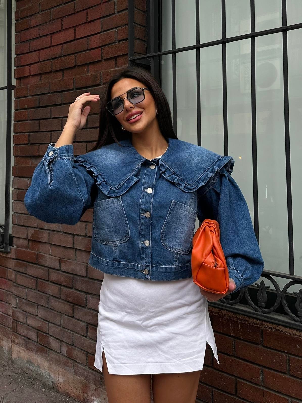 Poni Denim Oversize Ceket Mavi