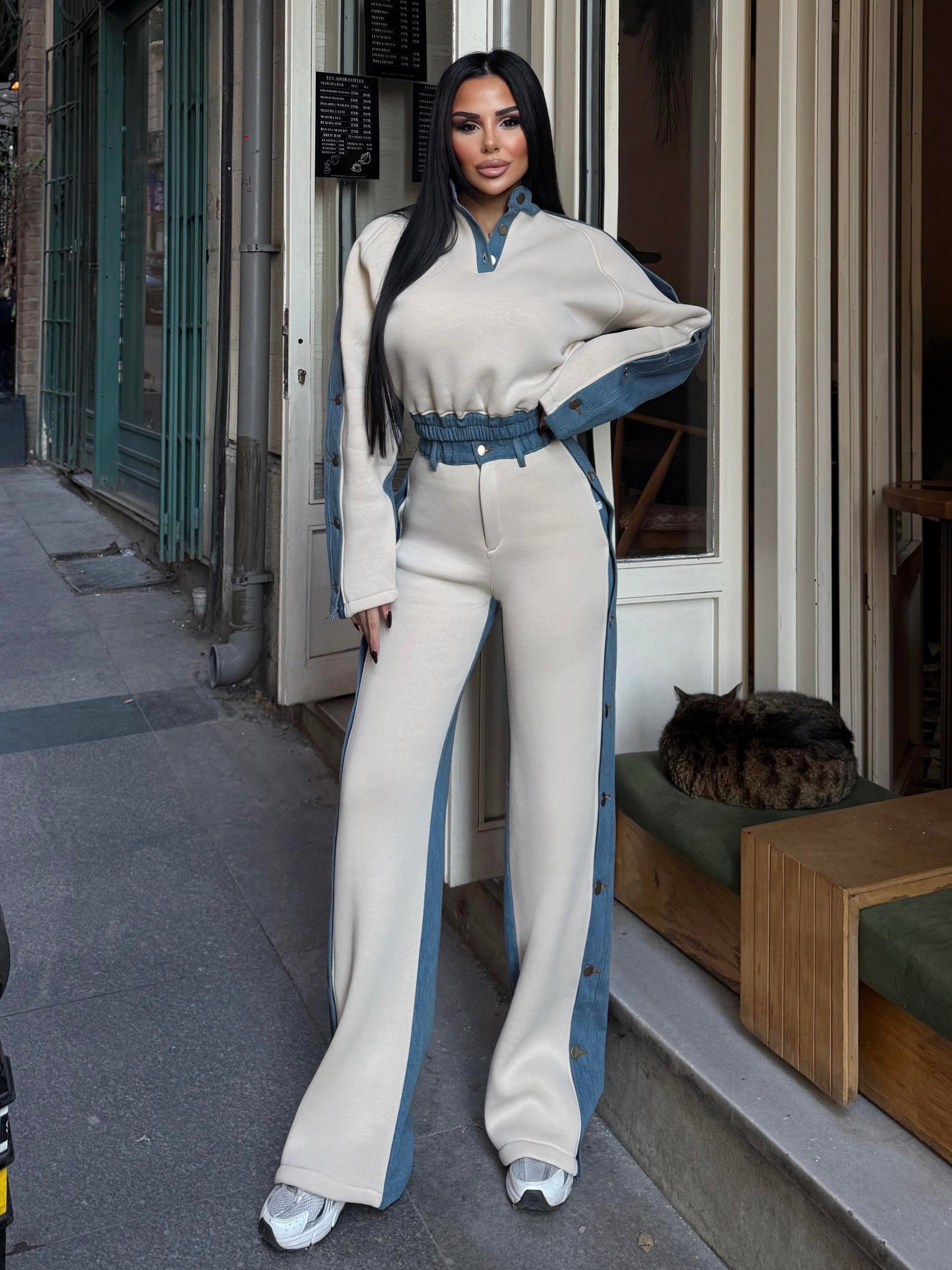Rivesa Denim Takım Bej