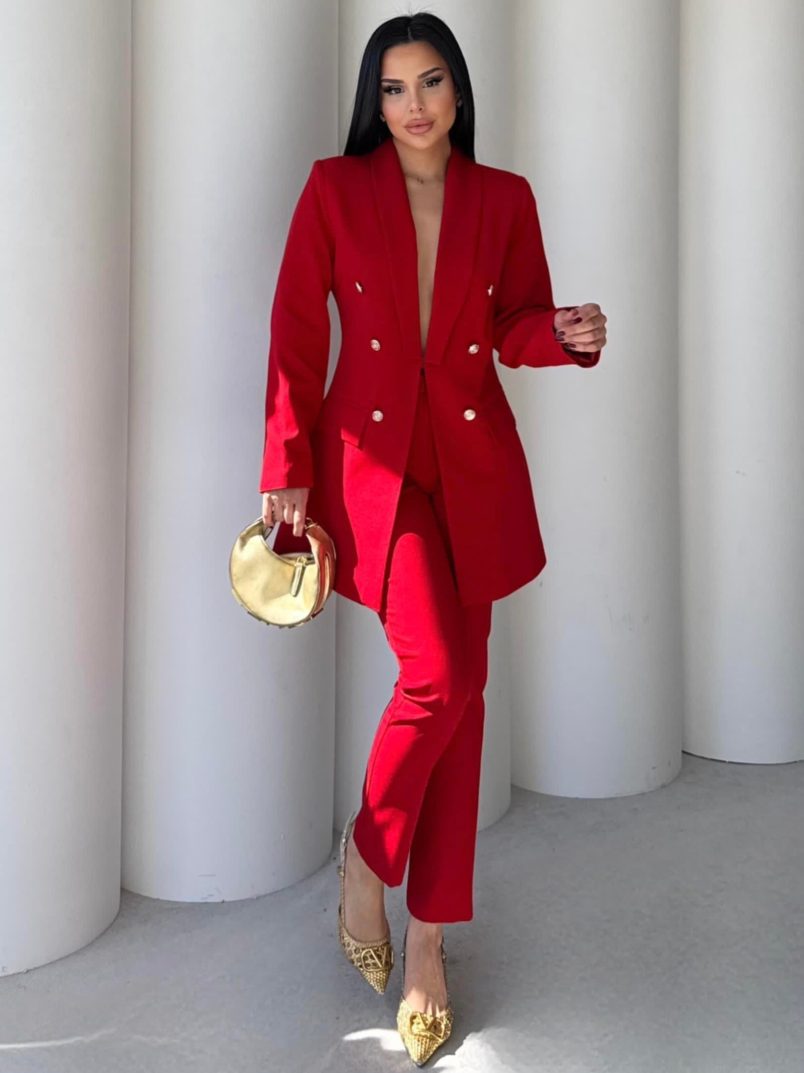 Rocke Blazer Ceketli Takım Kırmızı