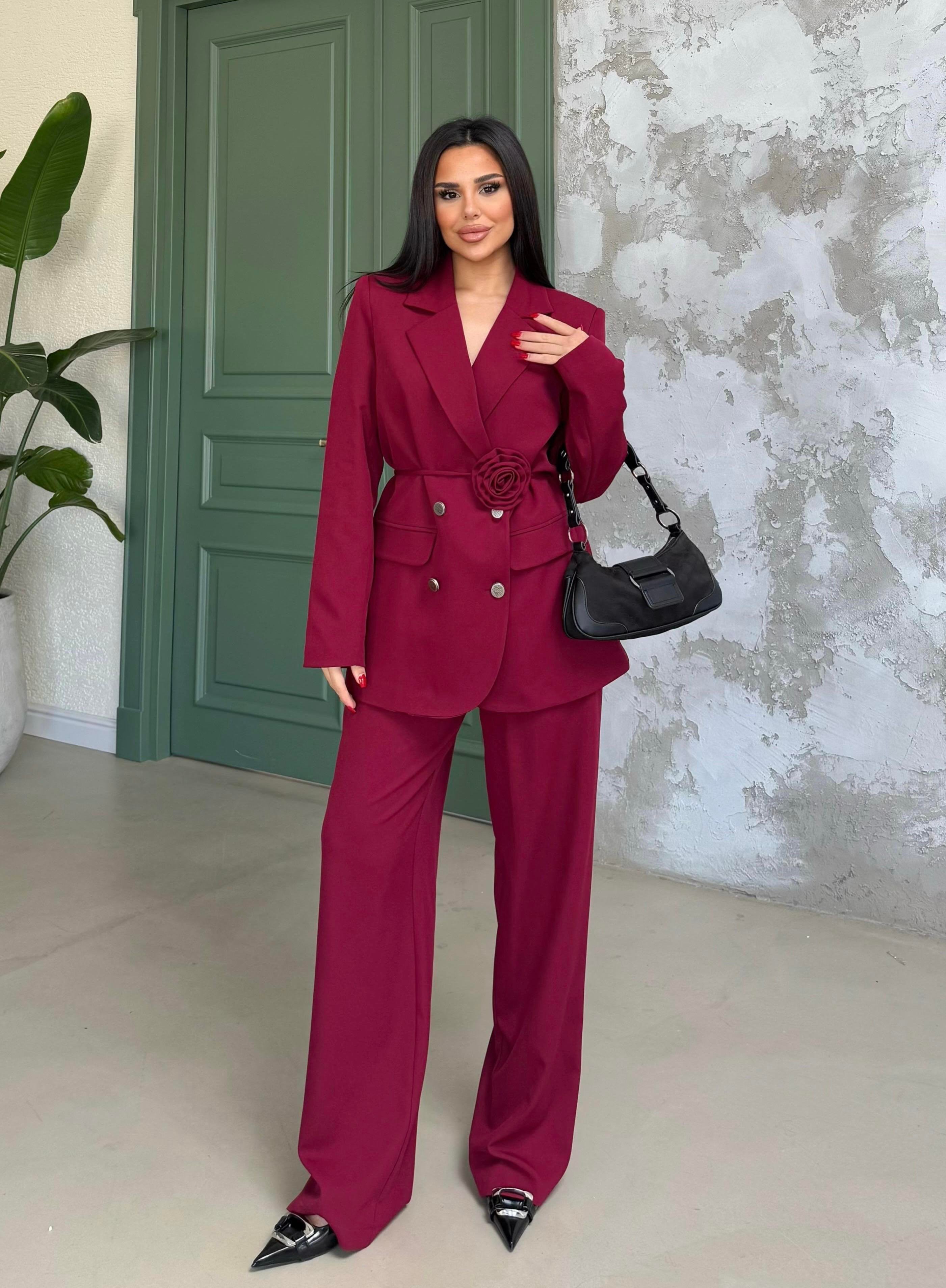 Roses Gül Kemerli Takım Bordo
