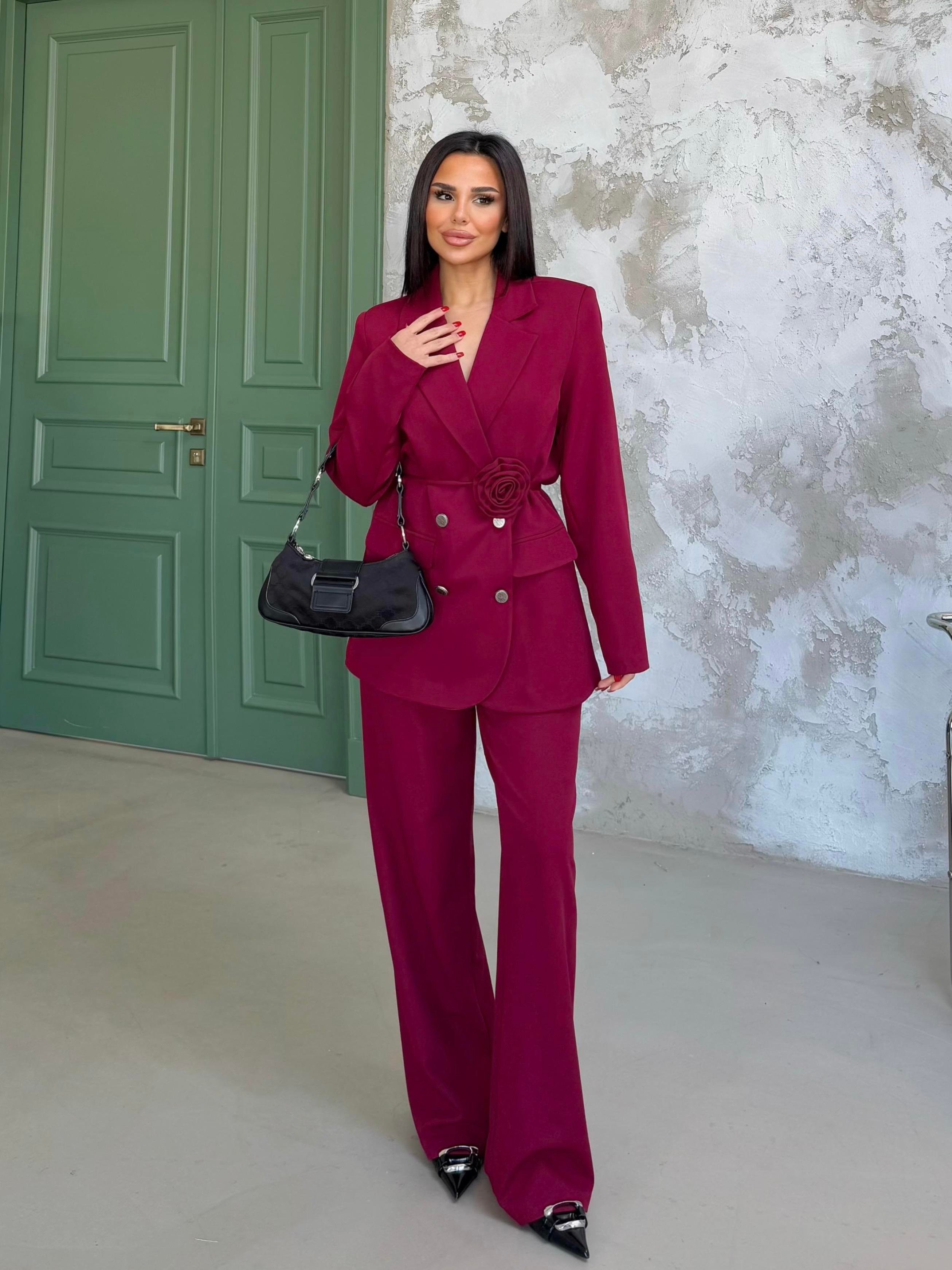 Roses Gül Kemerli Takım Bordo