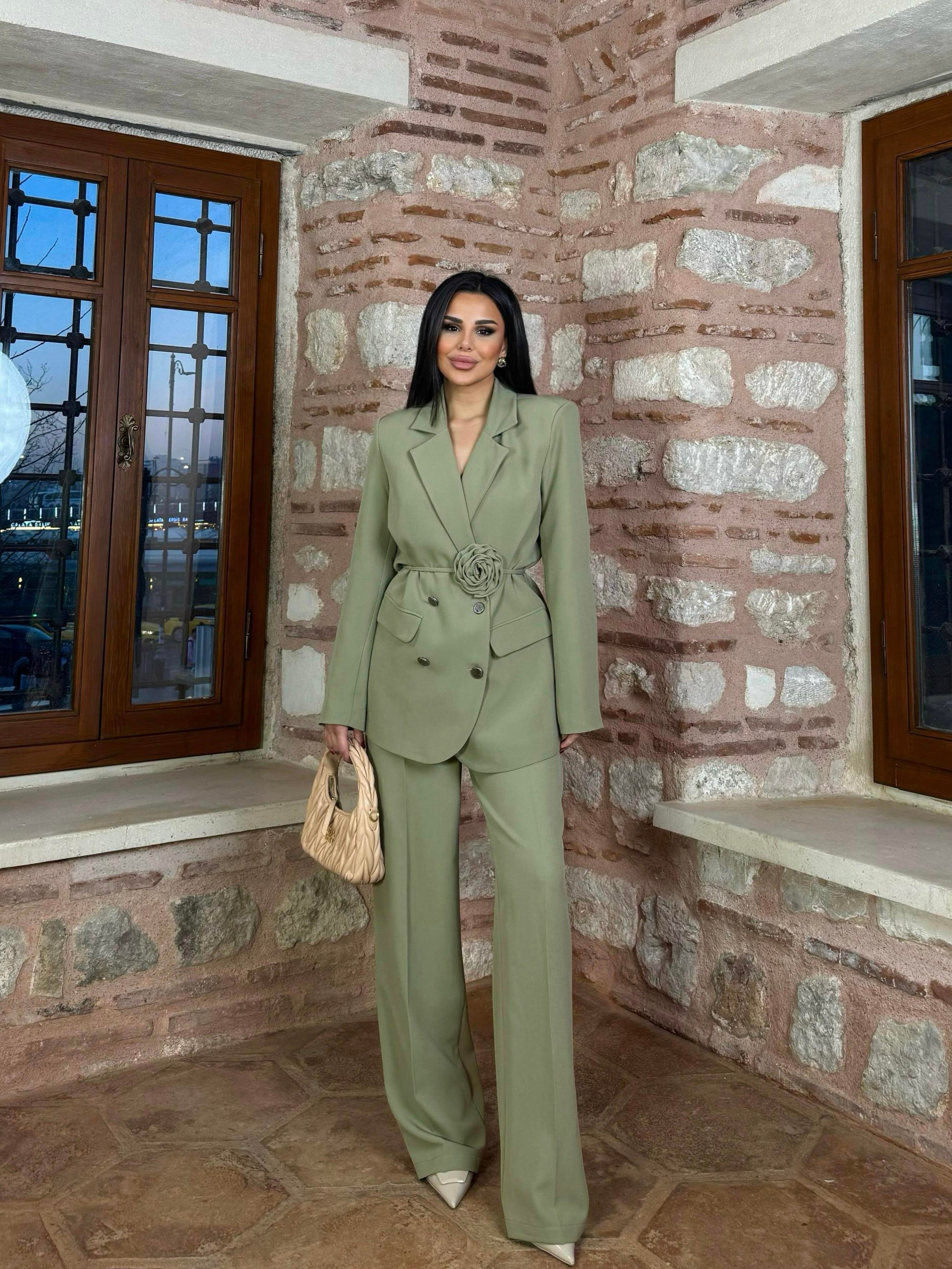 Roses Gül Kemerli Takım Haki