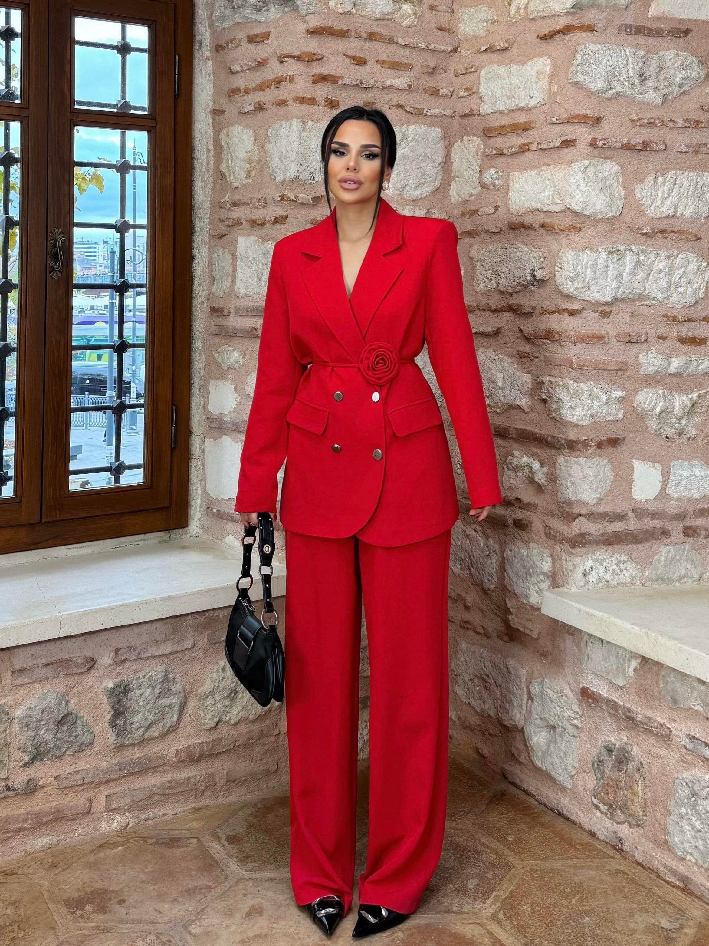 Roses Gül Kemerli Takım Kırmızı