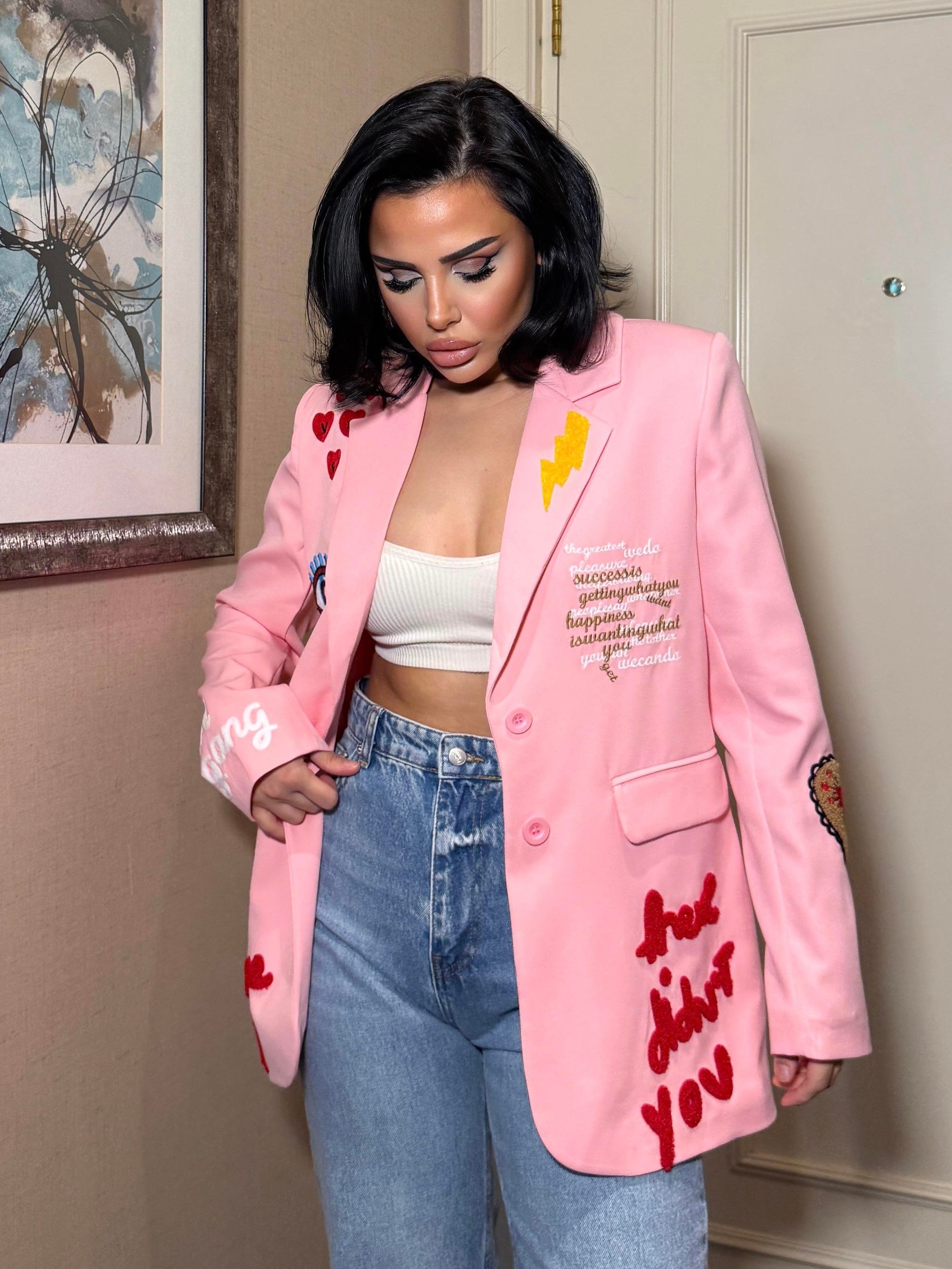 Rubia Tasarım Blazer Ceket Pembe 