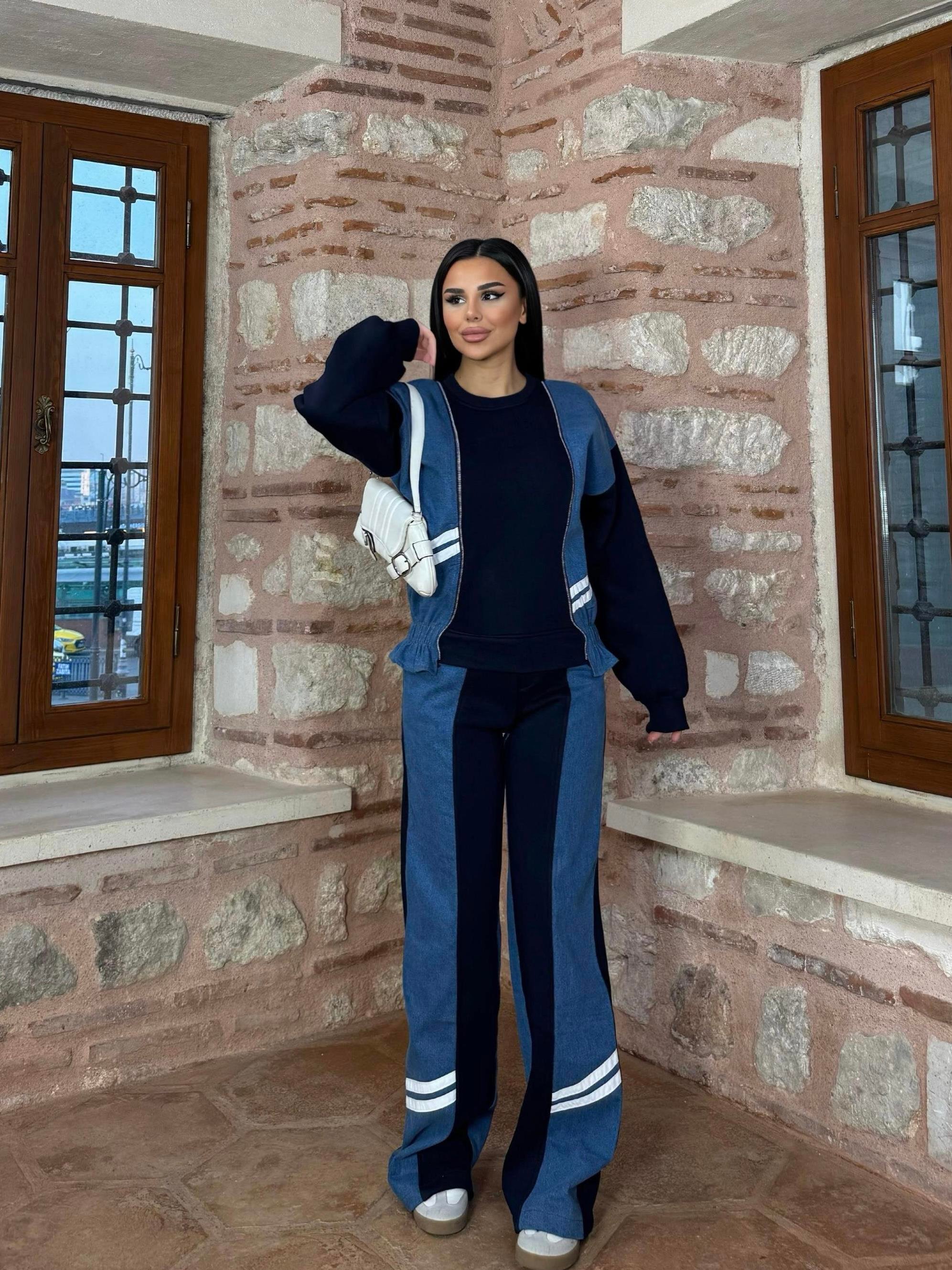 Setra Denim Garnili Takım Mavi