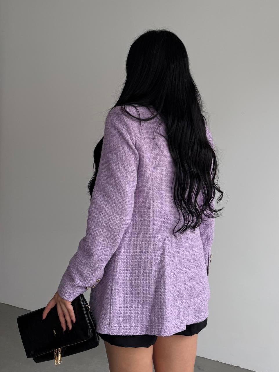 Sofira Gold Düğme Detaylı Blazer Ceket Lila