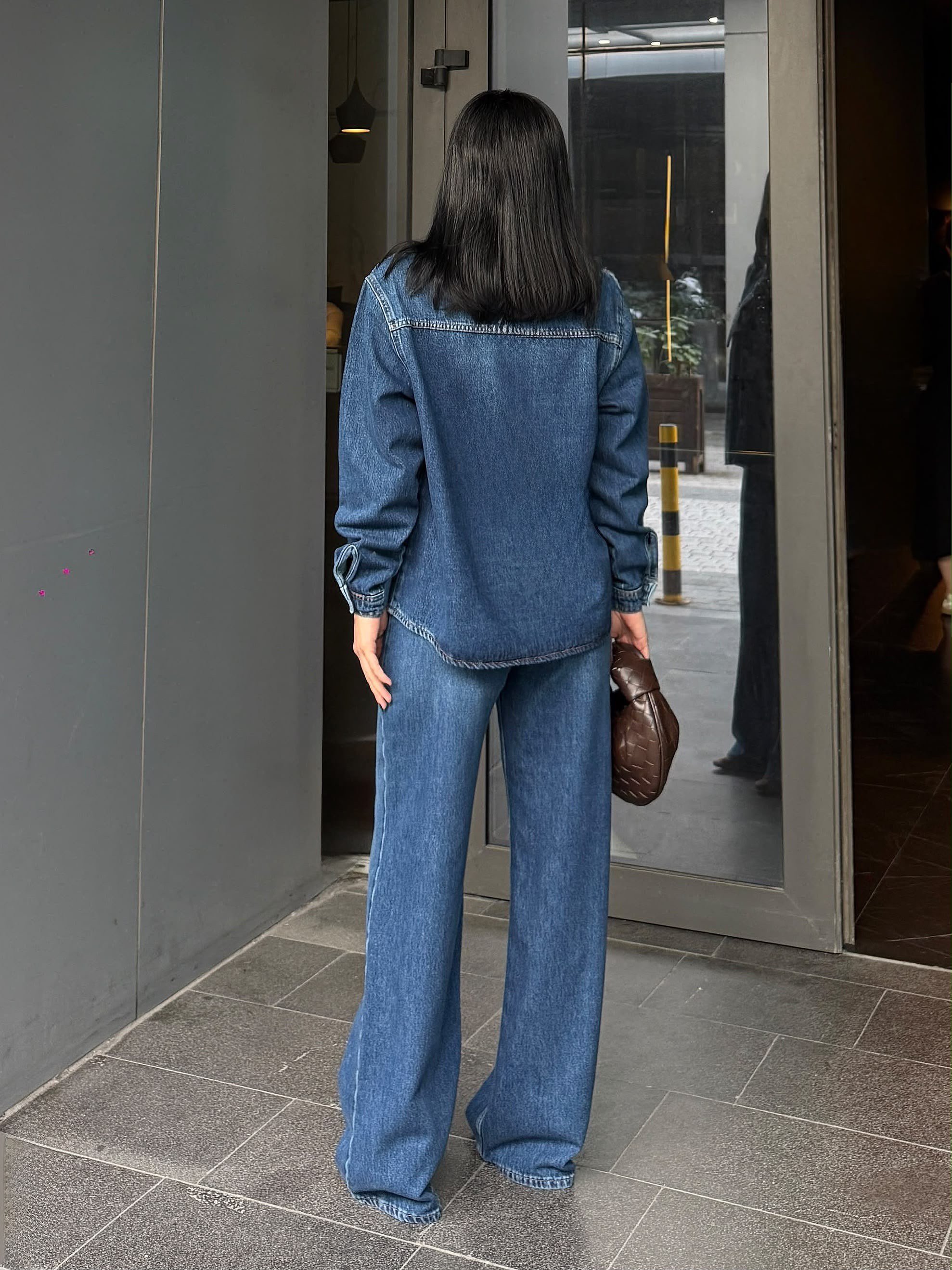 Sraco Taş Detaylı Denim Takım Lacivert
