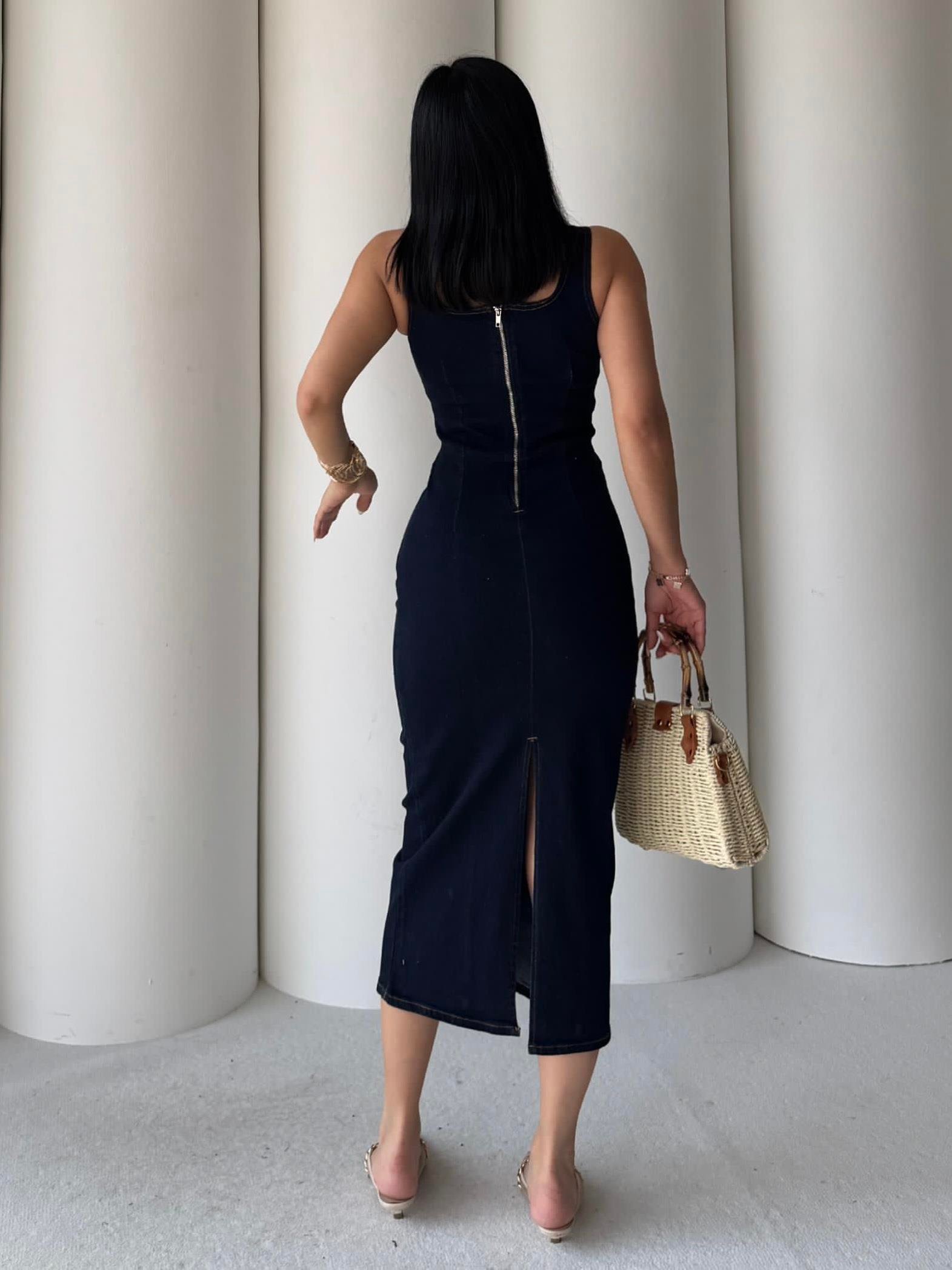 Stradis Denim Elbise Lacivert