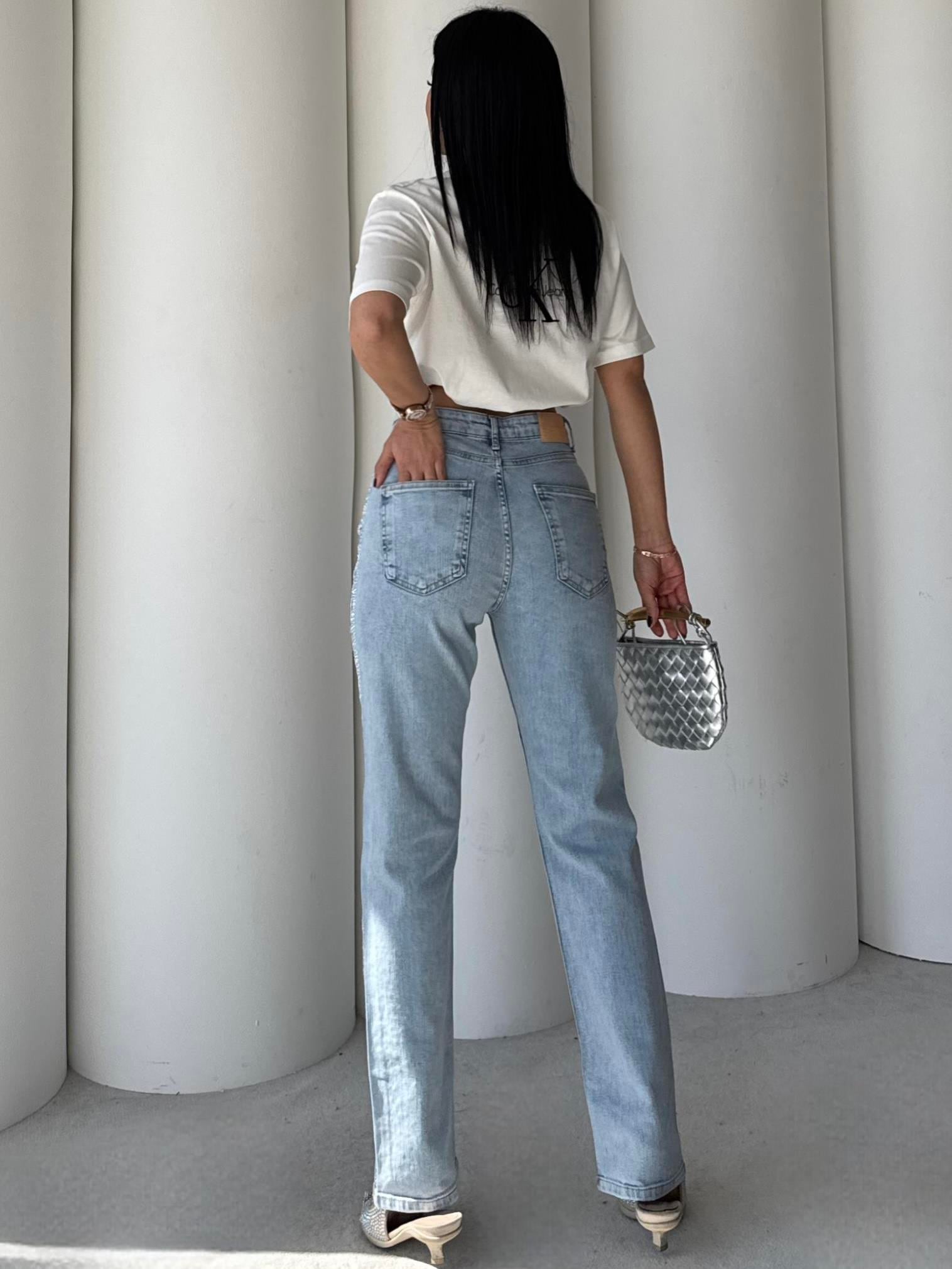 Tiara Taş Detaylı Jean Mavi