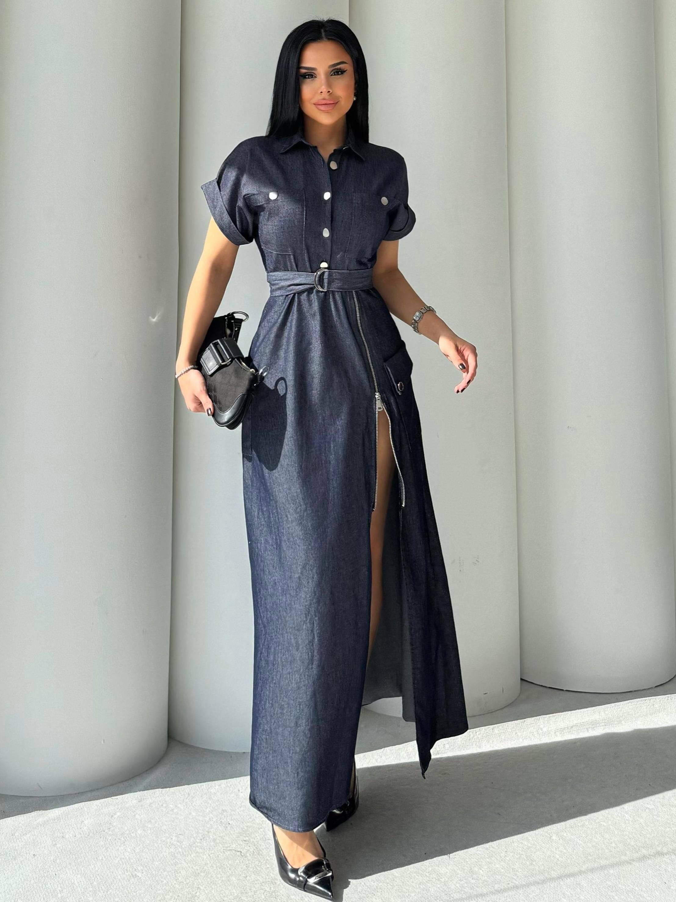 Tinos Denim Tasarım Elbise Lacivert