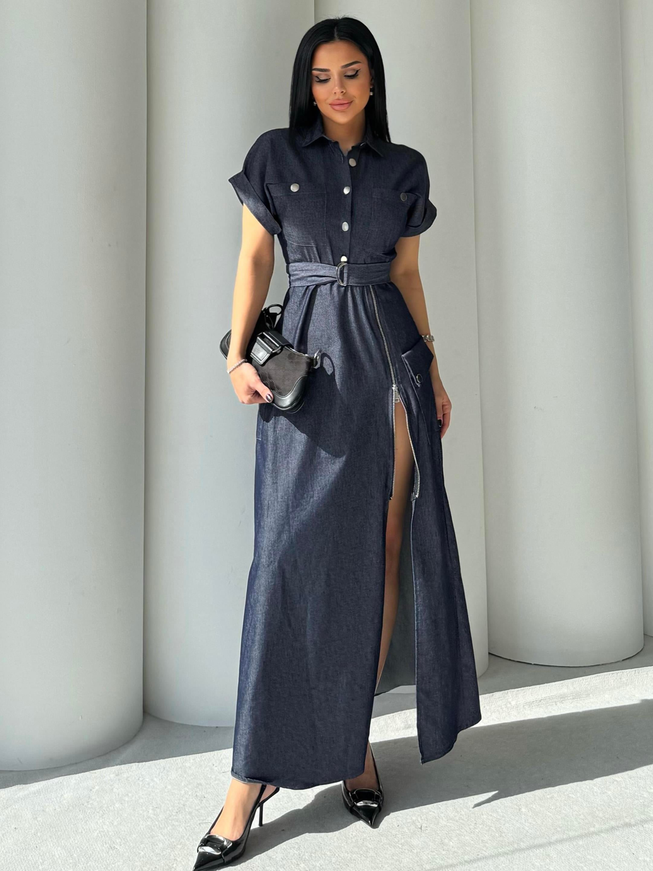 Tinos Denim Tasarım Elbise Lacivert