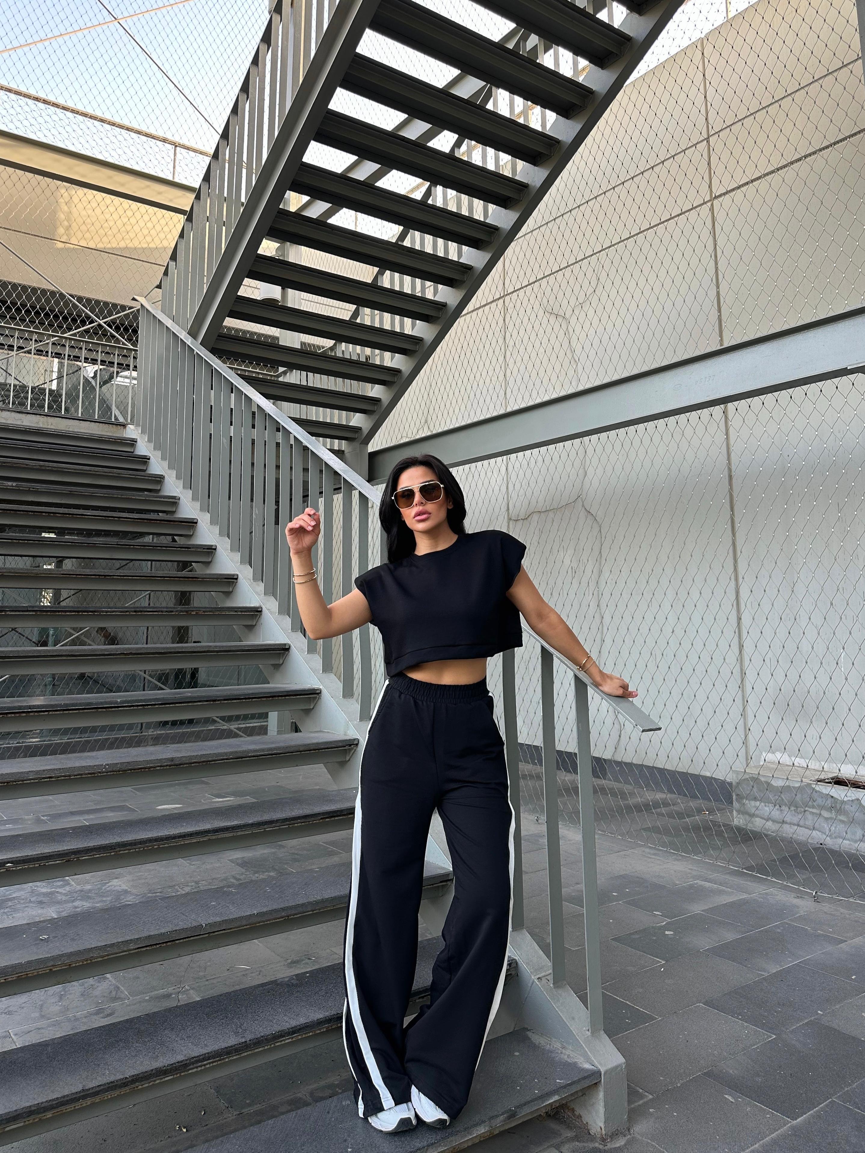 Vatkalı Oversize Crop Siyah