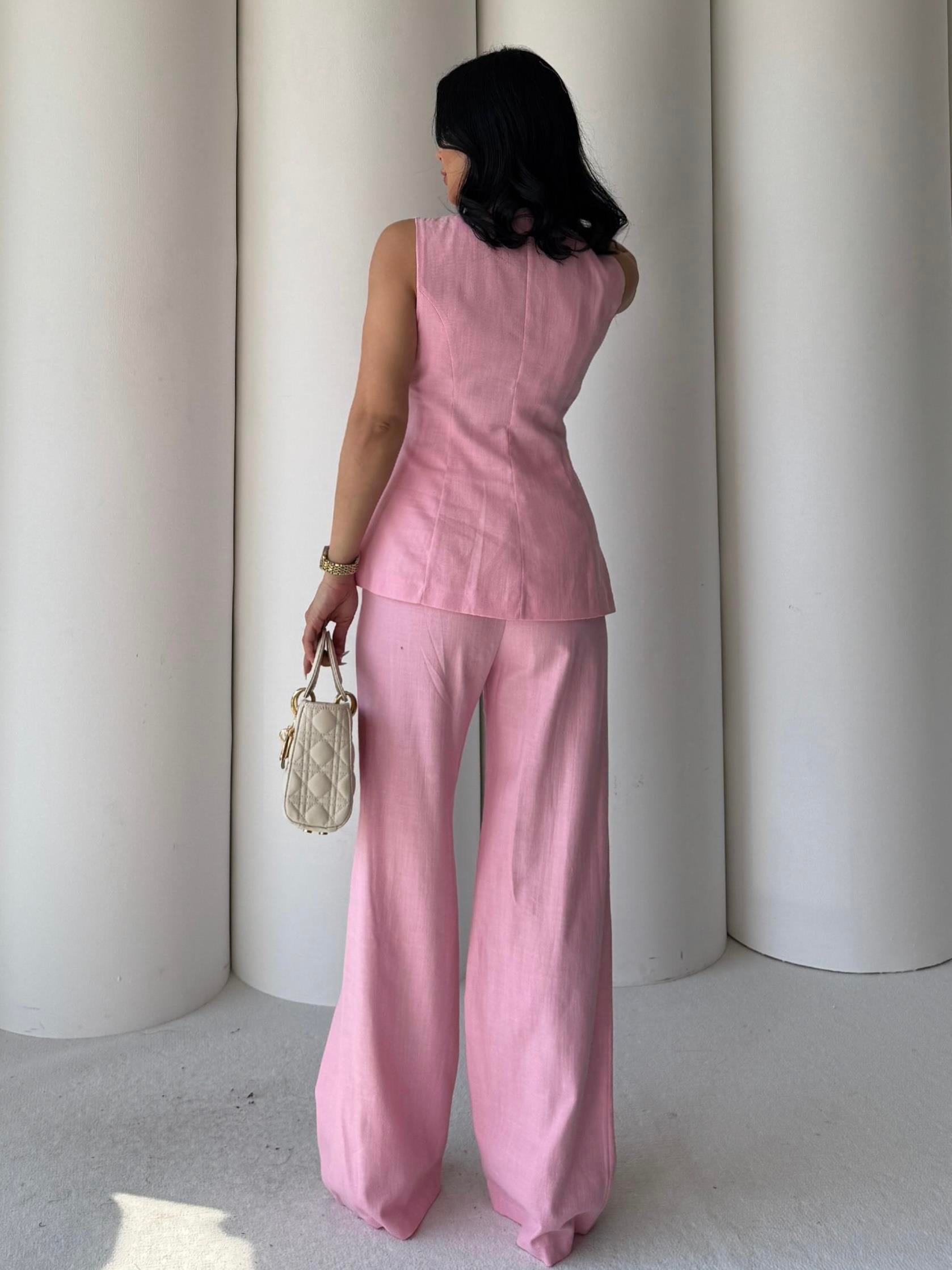 Vens İkili Keten Takım Pembe