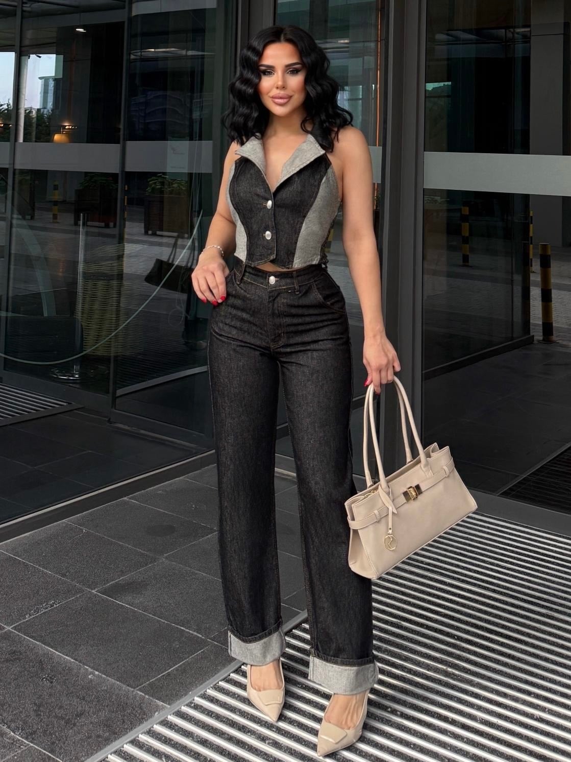 Vildas Tasarım Denim Takım Siyah